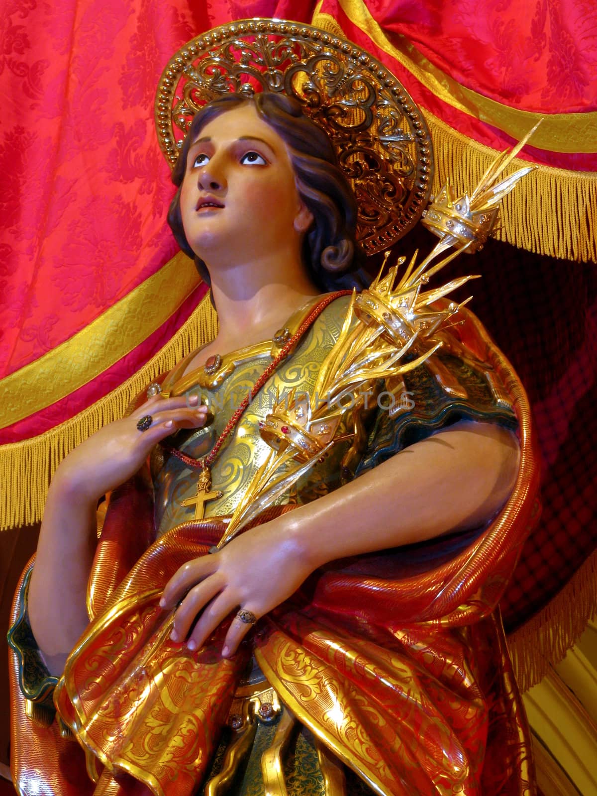 A detail of the statue of Saint George in the parish church of Qormi, Malta.
