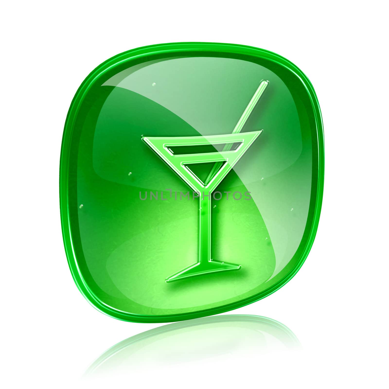 wine-glass icon green glass, isolated on white background.