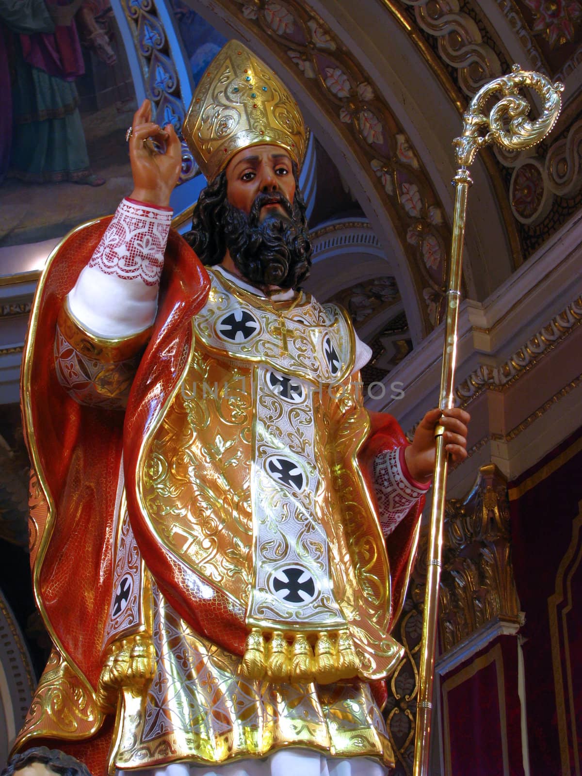 A detail of the statue of Saint Nicholas in Siggiewi, Malta.