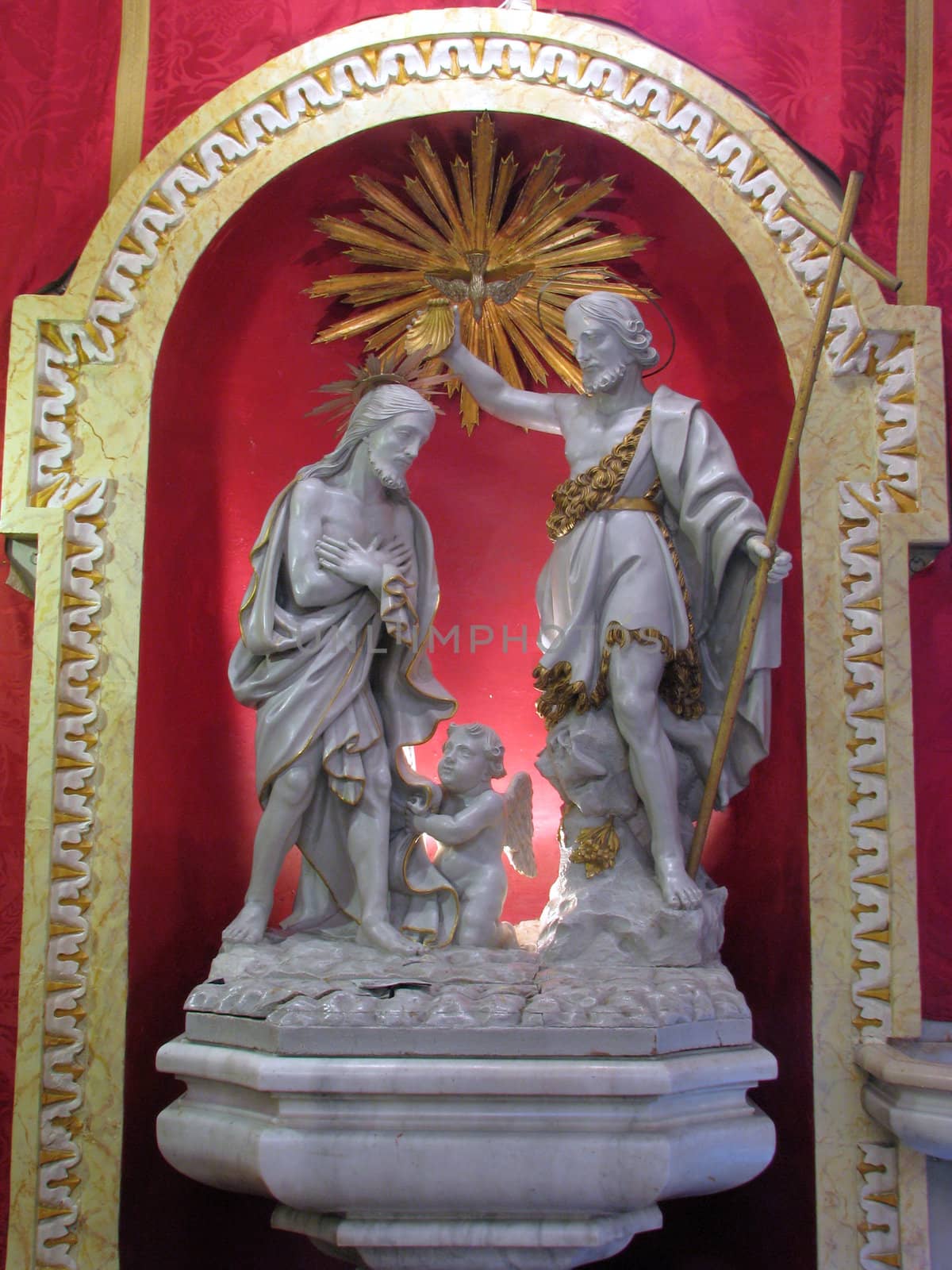 The statue of The Baptism of Jesus in Rabat, Malta.