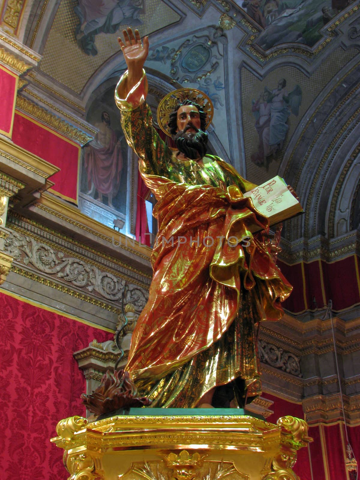 The statue of Saint Paul displayed in the parish church of Rabat, Malta.