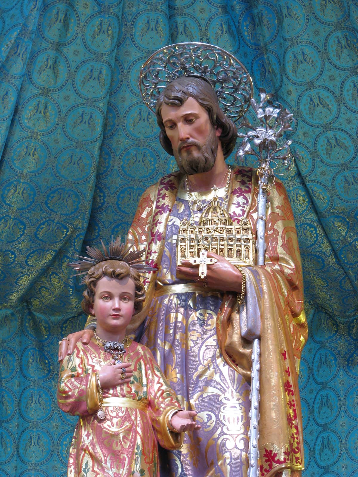 A detail of the statue of Saint Joseph in Kalkara, Malta.