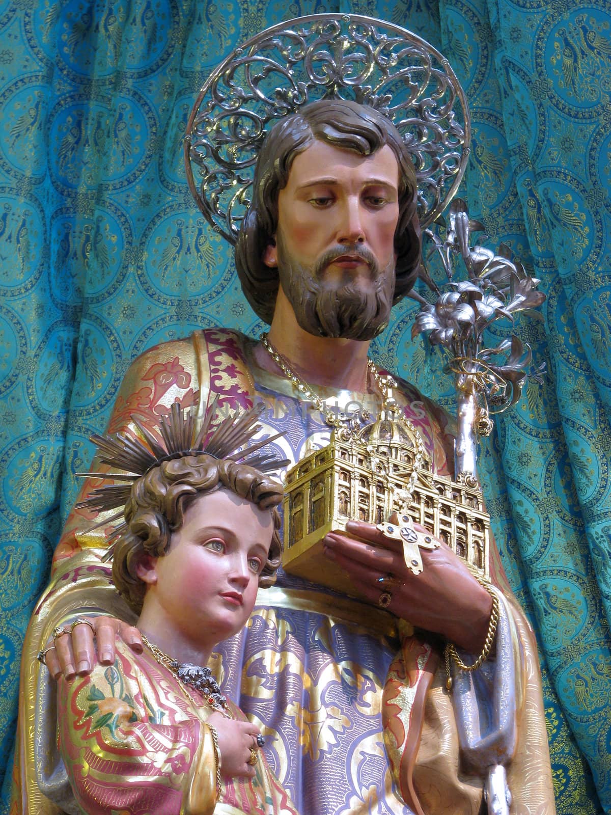 A detail of the statue of Saint Joseph in Kalkara, Malta.