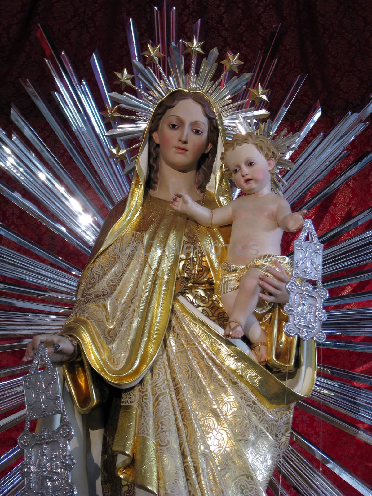 A detail of the statue of Our Lady of Mount Carmel in Gzira, malta.