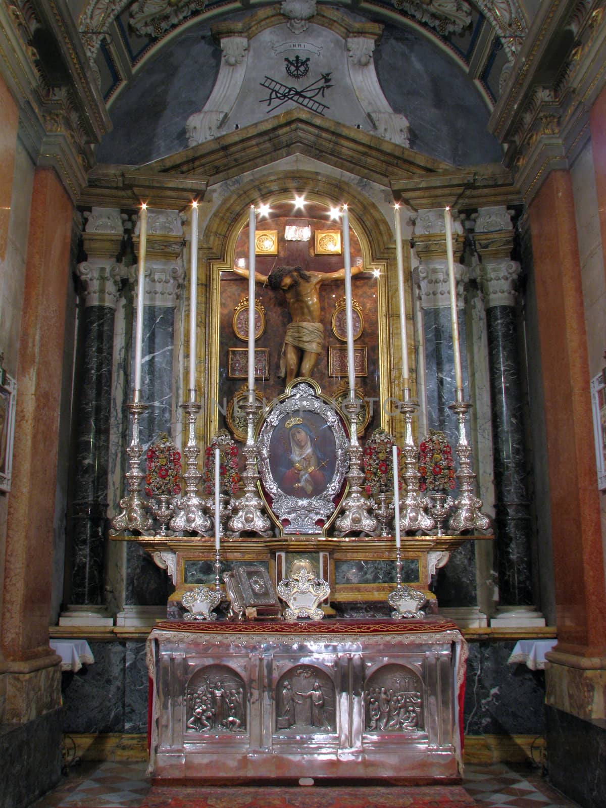 An altar of the Holy Crucifix in Valletta, Malta.