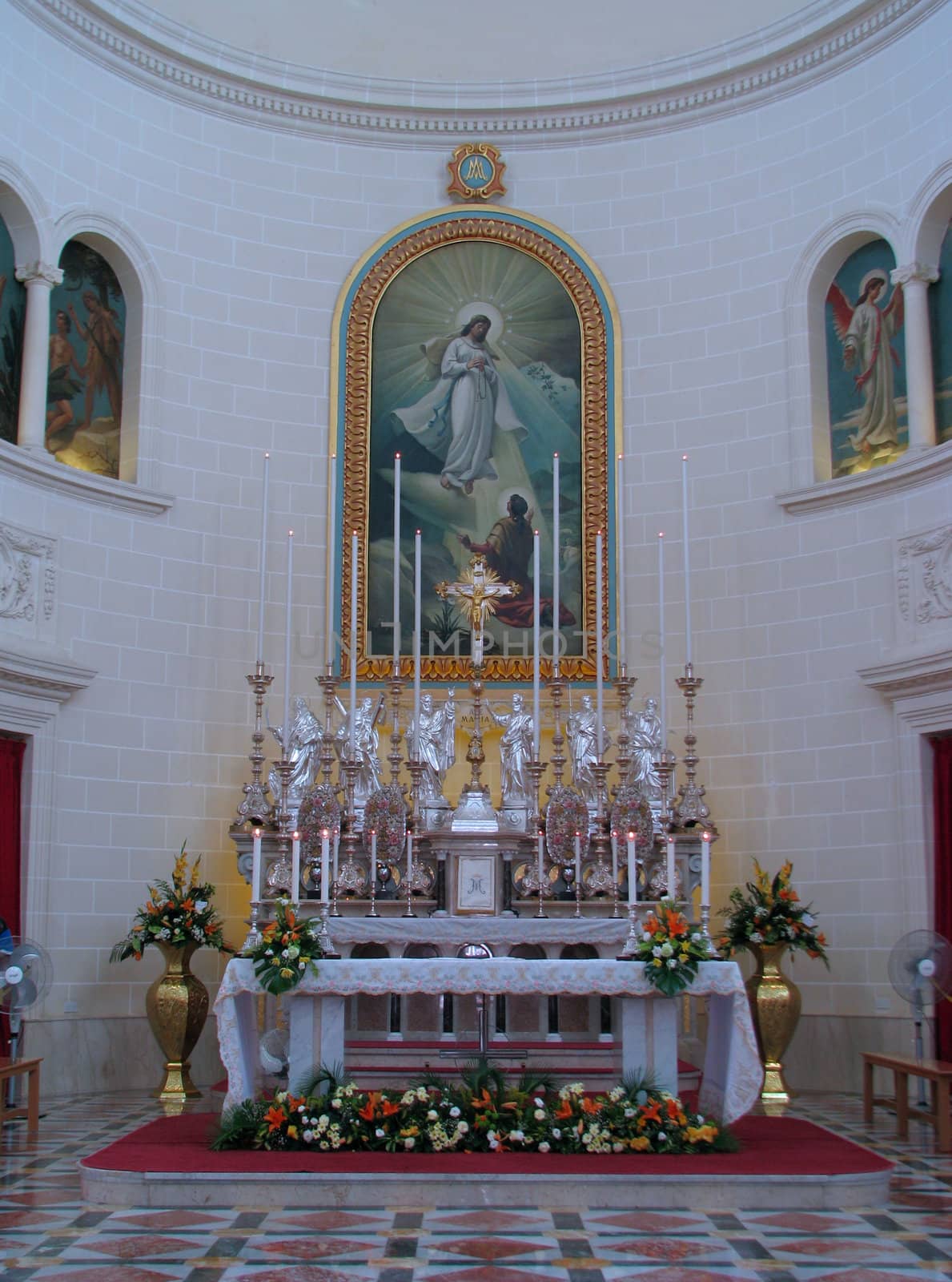 The altar of Our Lady of Lourdes in San Gwann, Malta.