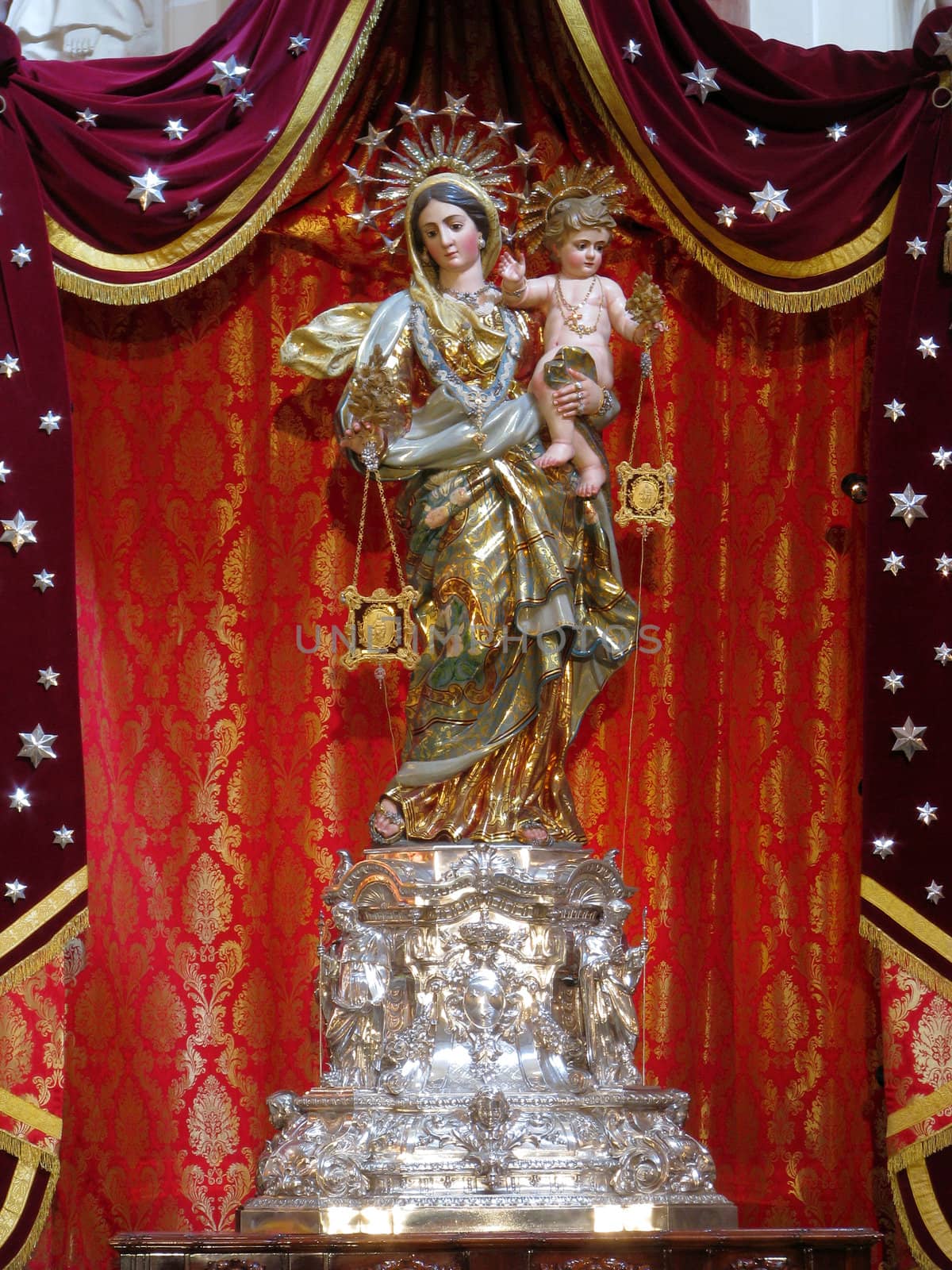 The statue of Our Lady of Mount Carmel in Valletta, Malta.