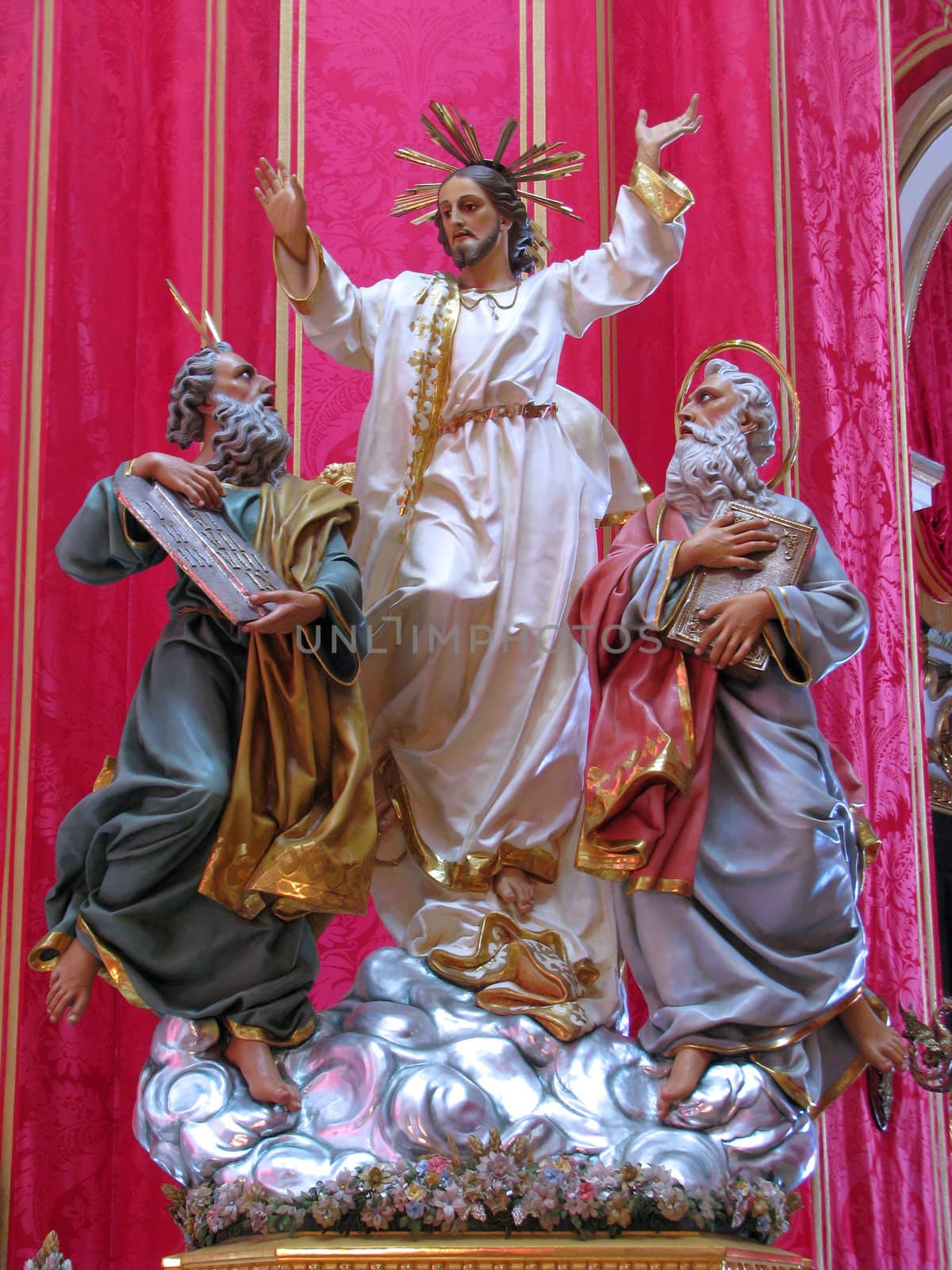 The statue representing The Transfiguration of Jesus on Mount Tabor in Lija, Malta.
