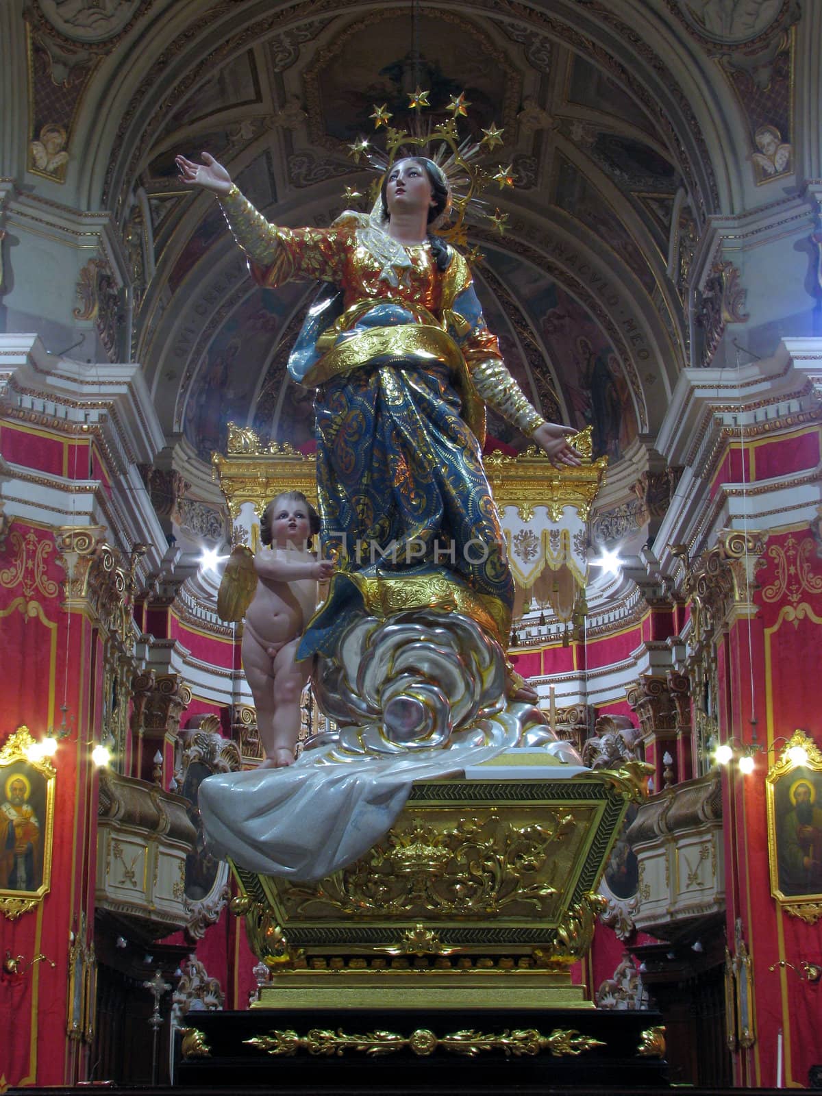 The statue of The Assumption of the Blessed Virgin Mary, at Ghaxaq, Malta.