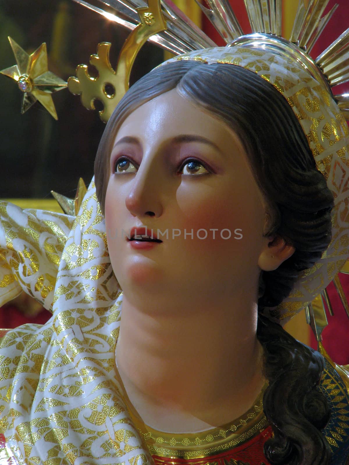 A detail of the statue of The Assumption of the Blessed Virgin Mary, at Ghaxaq, Malta.