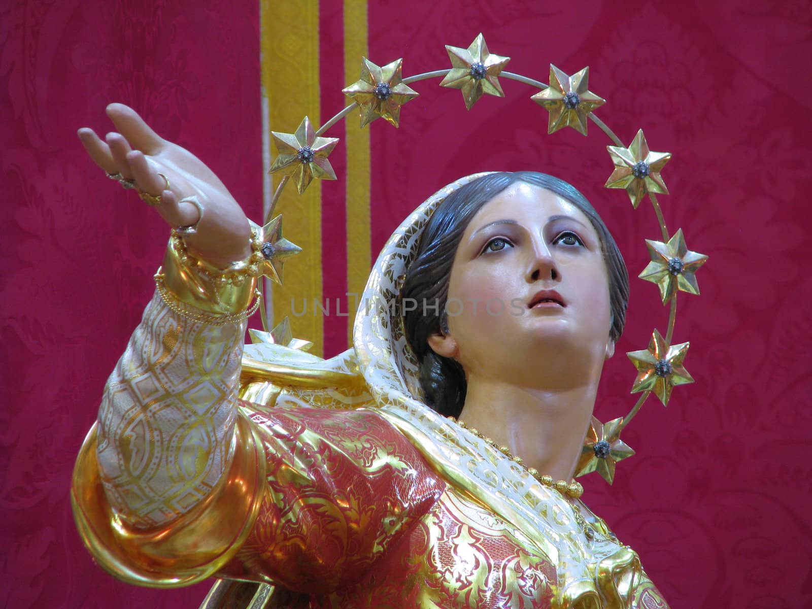 A detail of the statue of The Assumption of the Blessed Virgin Mary, at Mqabba, Malta.