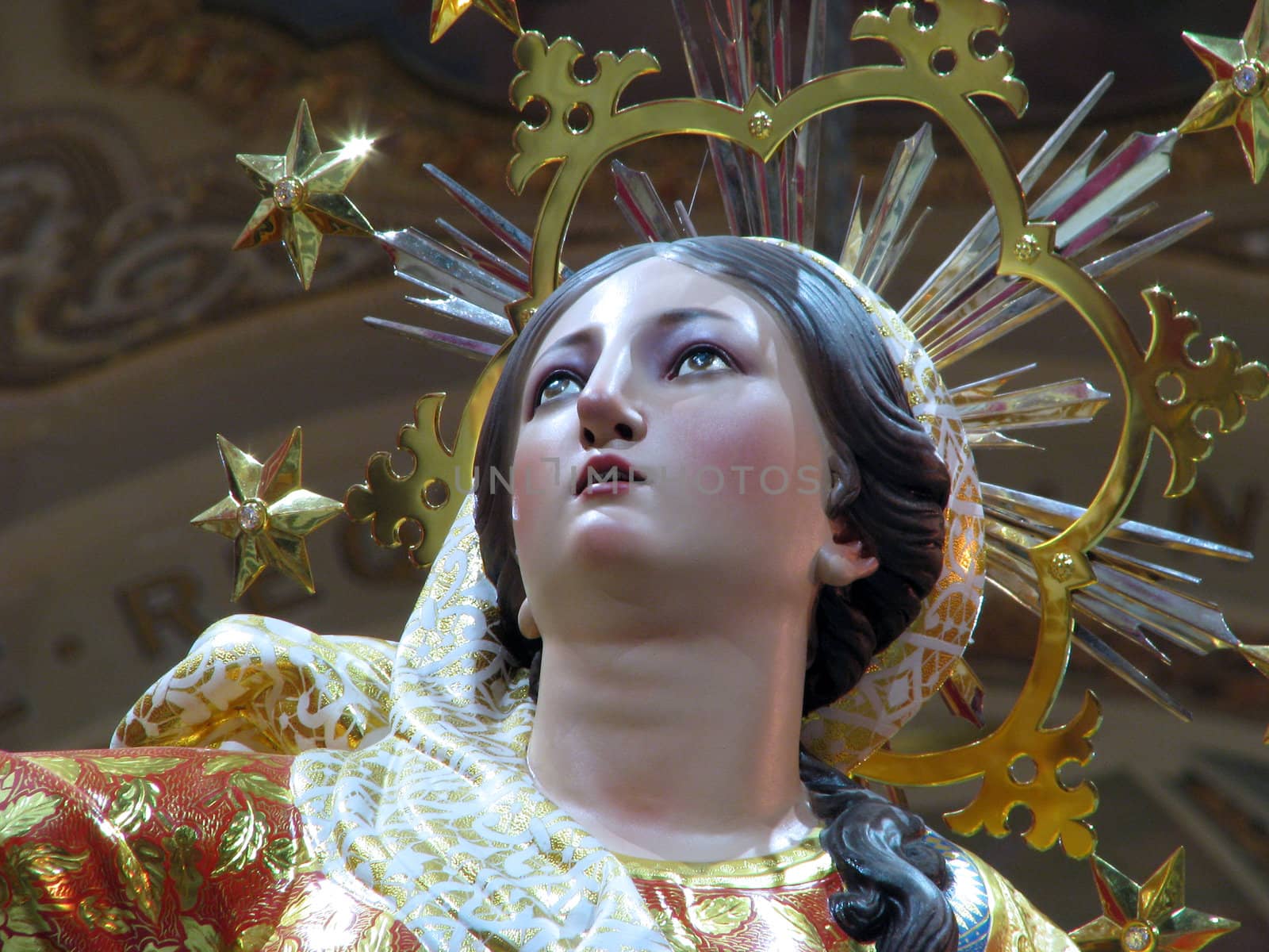 A detail of the statue of The Assumption of the Blessed Virgin Mary, at Ghaxaq, Malta.