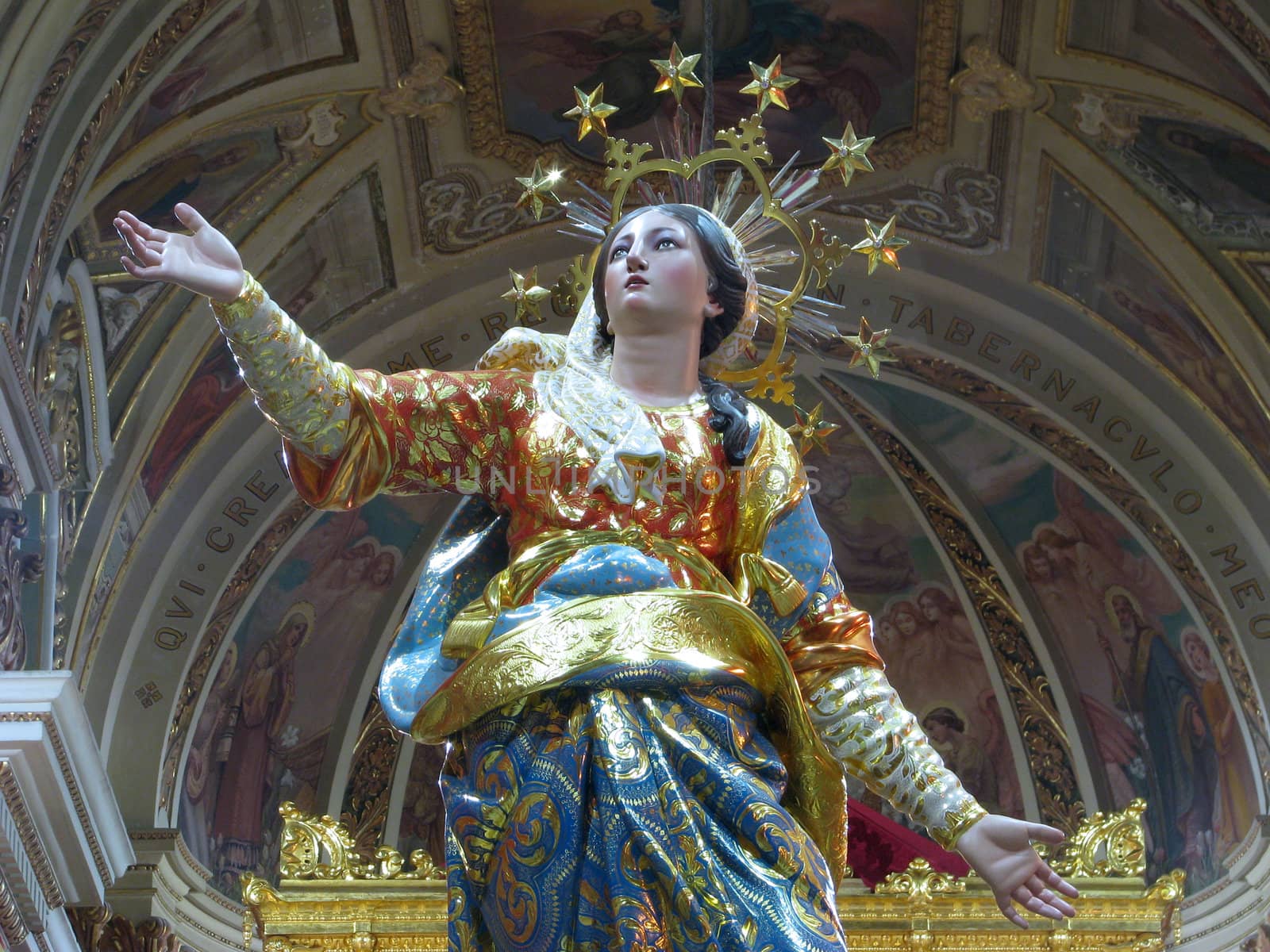 A detail of the statue of The Assumption of the Blessed Virgin Mary, at Ghaxaq, Malta.