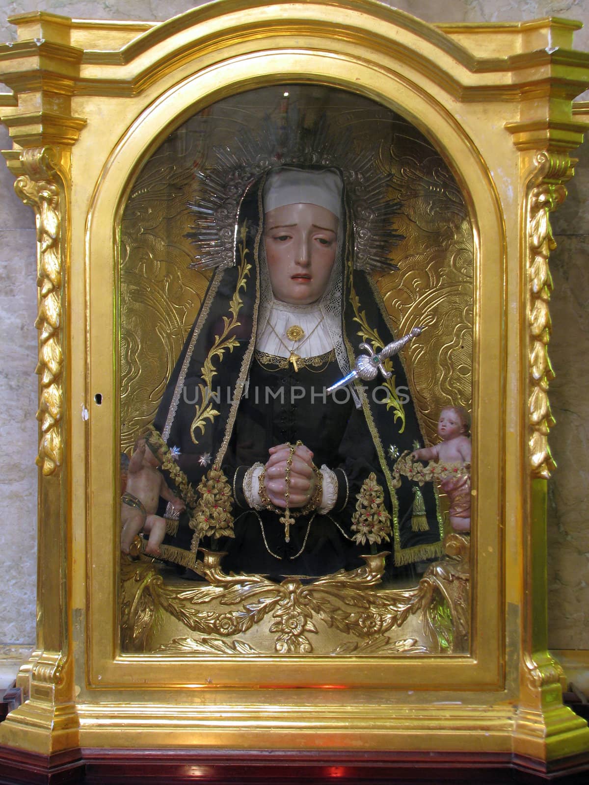 A statue of Our Lady of Sorrows in Vittoriosa, Malta.