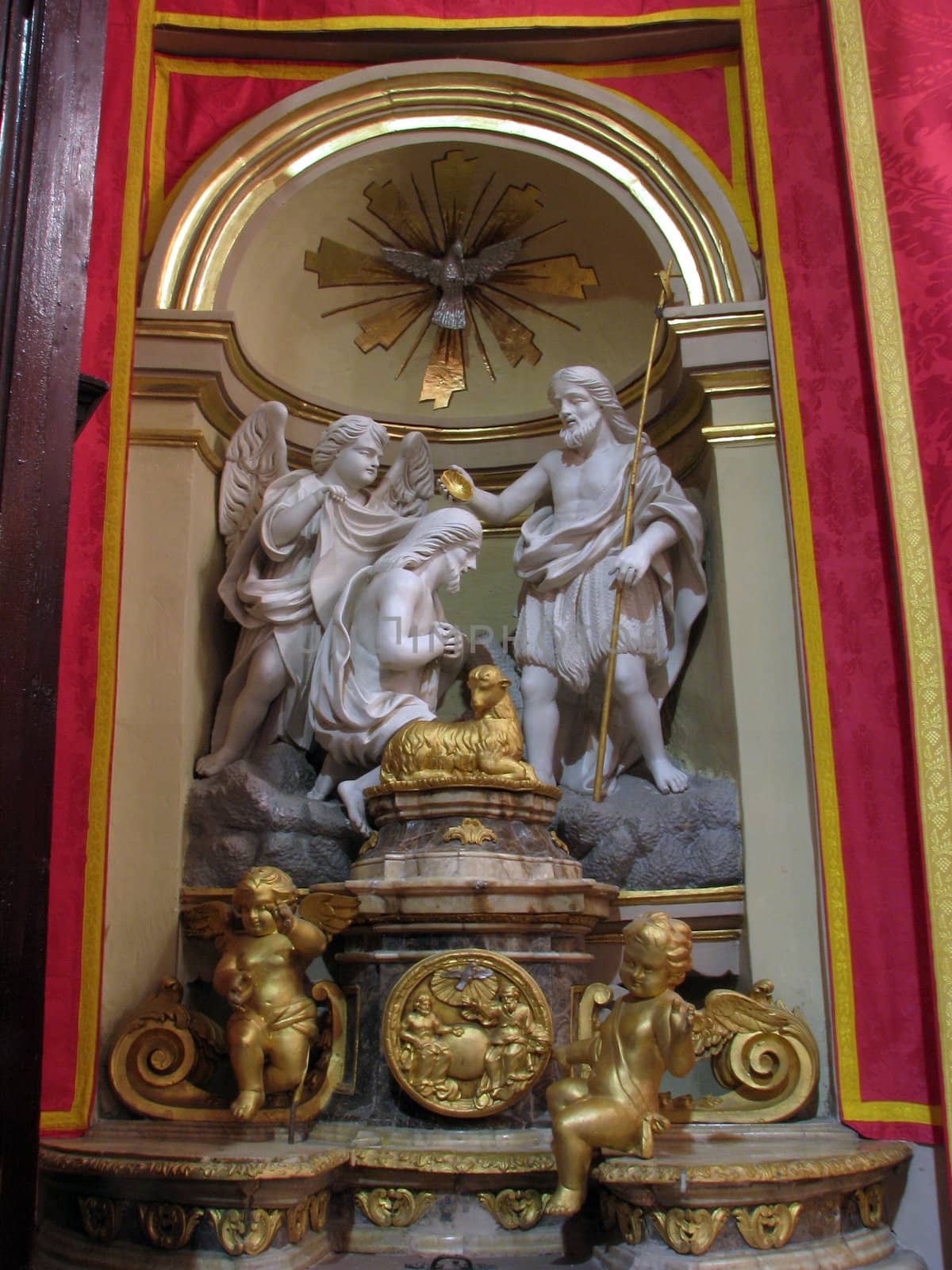 A group of statues depicting in the parish church of Gharghur, Malta.