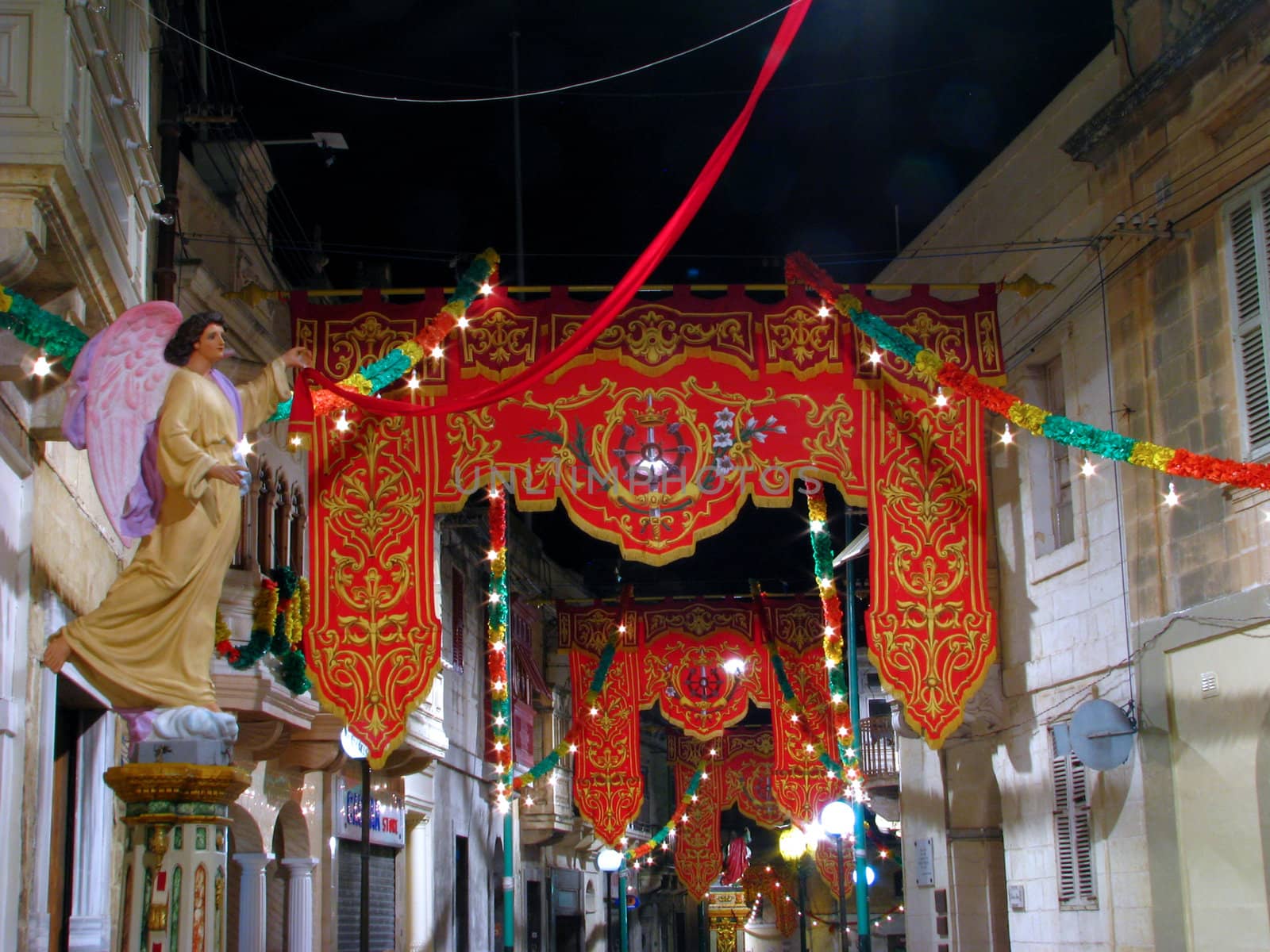 Street decorations in Zejtun, Malta.