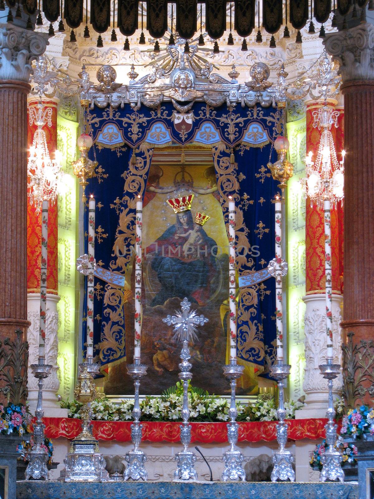 A painting of Our Lady of Mount Carmel in Valletta, Malta.