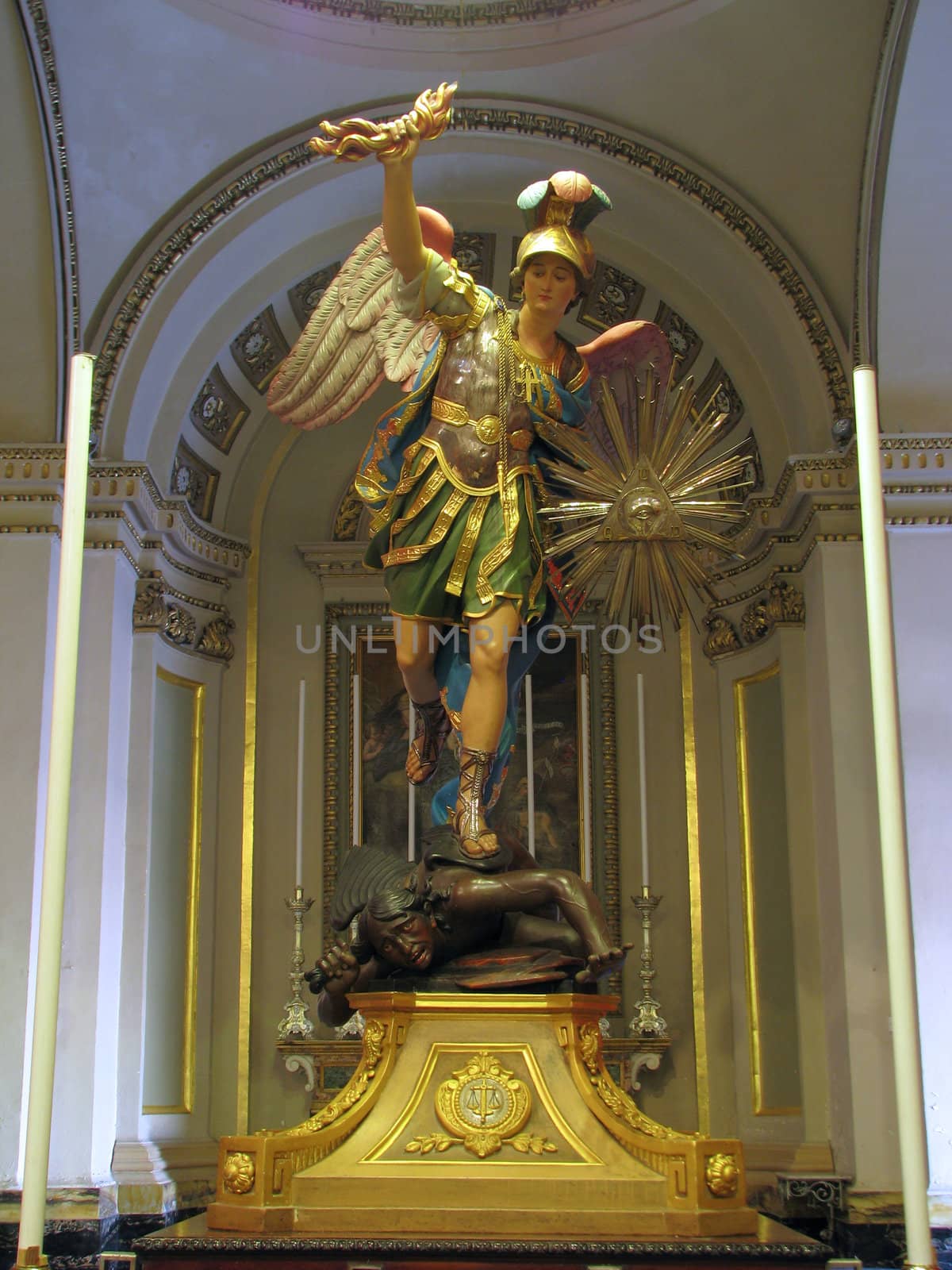 The statue of Saint Michael The Archangel in Cospicua, Malta.