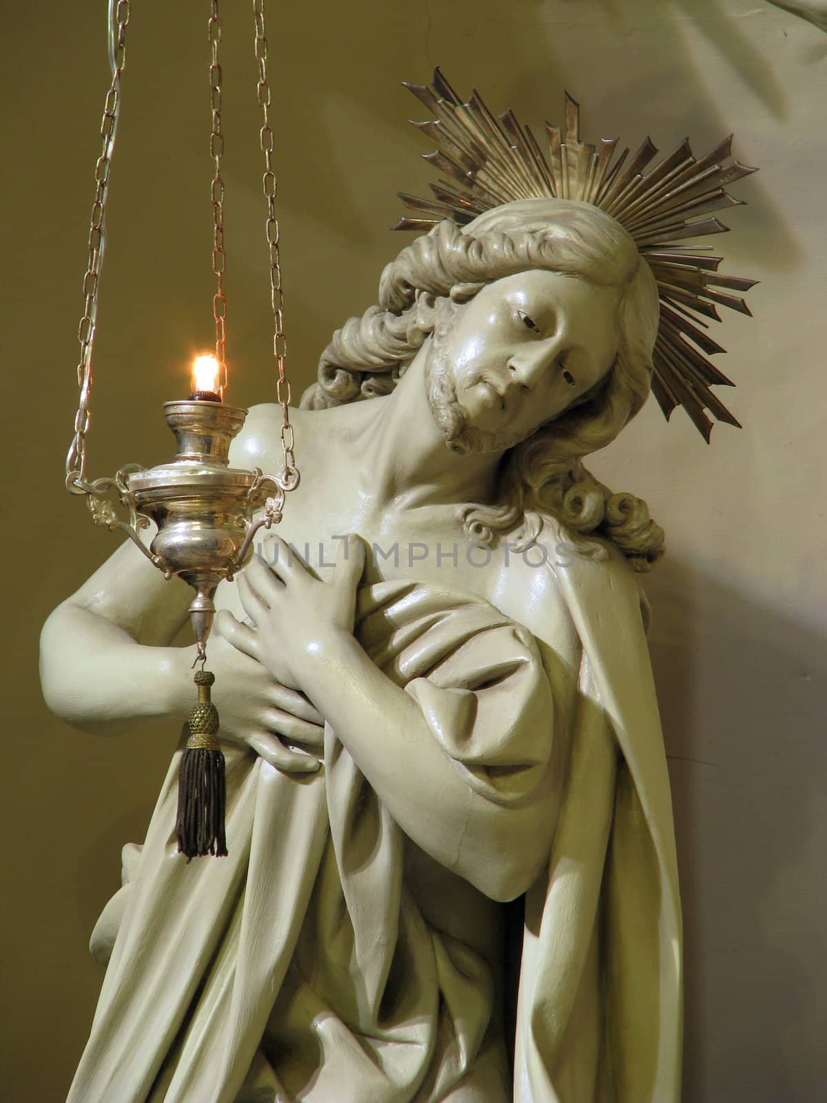 A detail of the statue of The Baptism of Jesus in Cospicua, Malta.