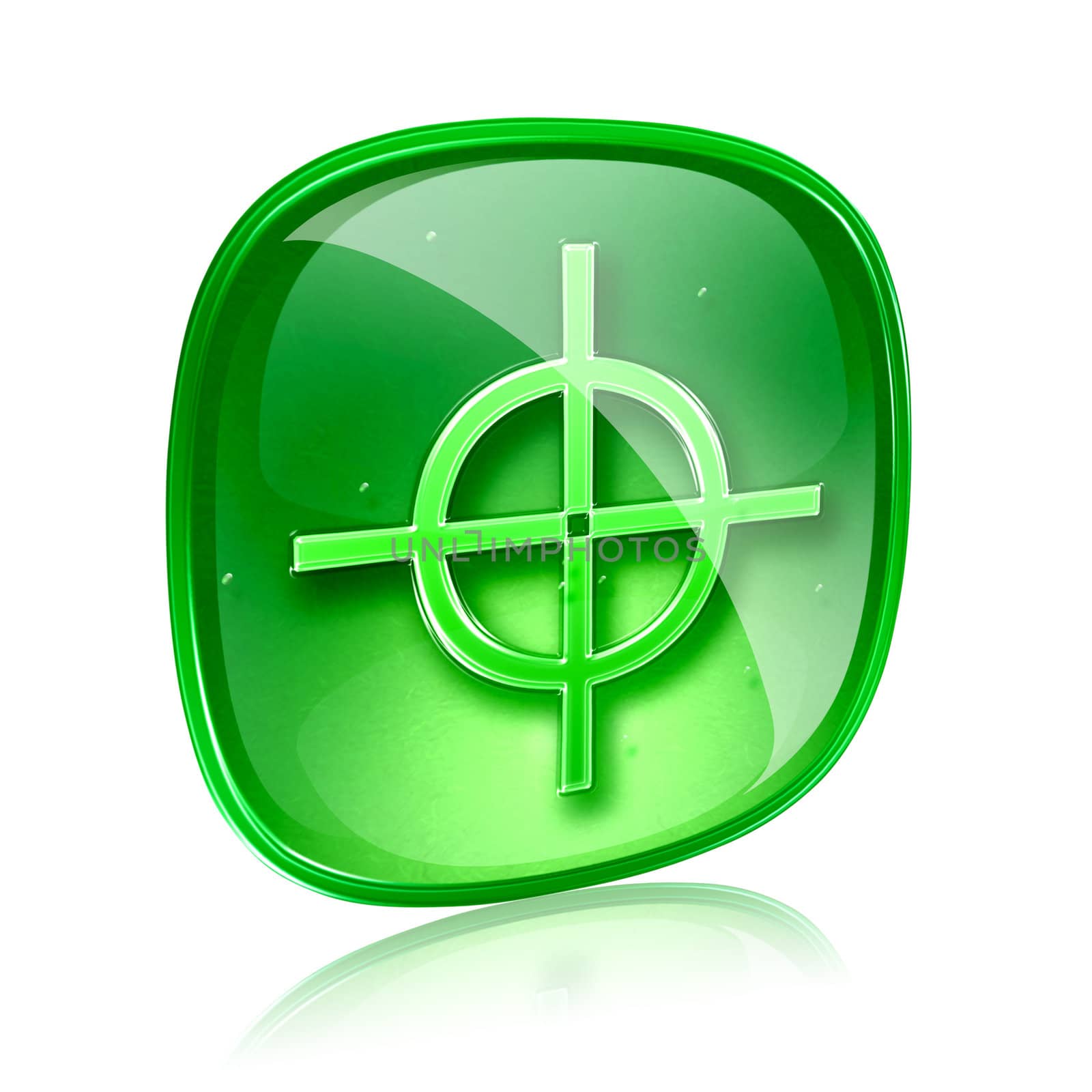 target icon green glass, isolated on white background.