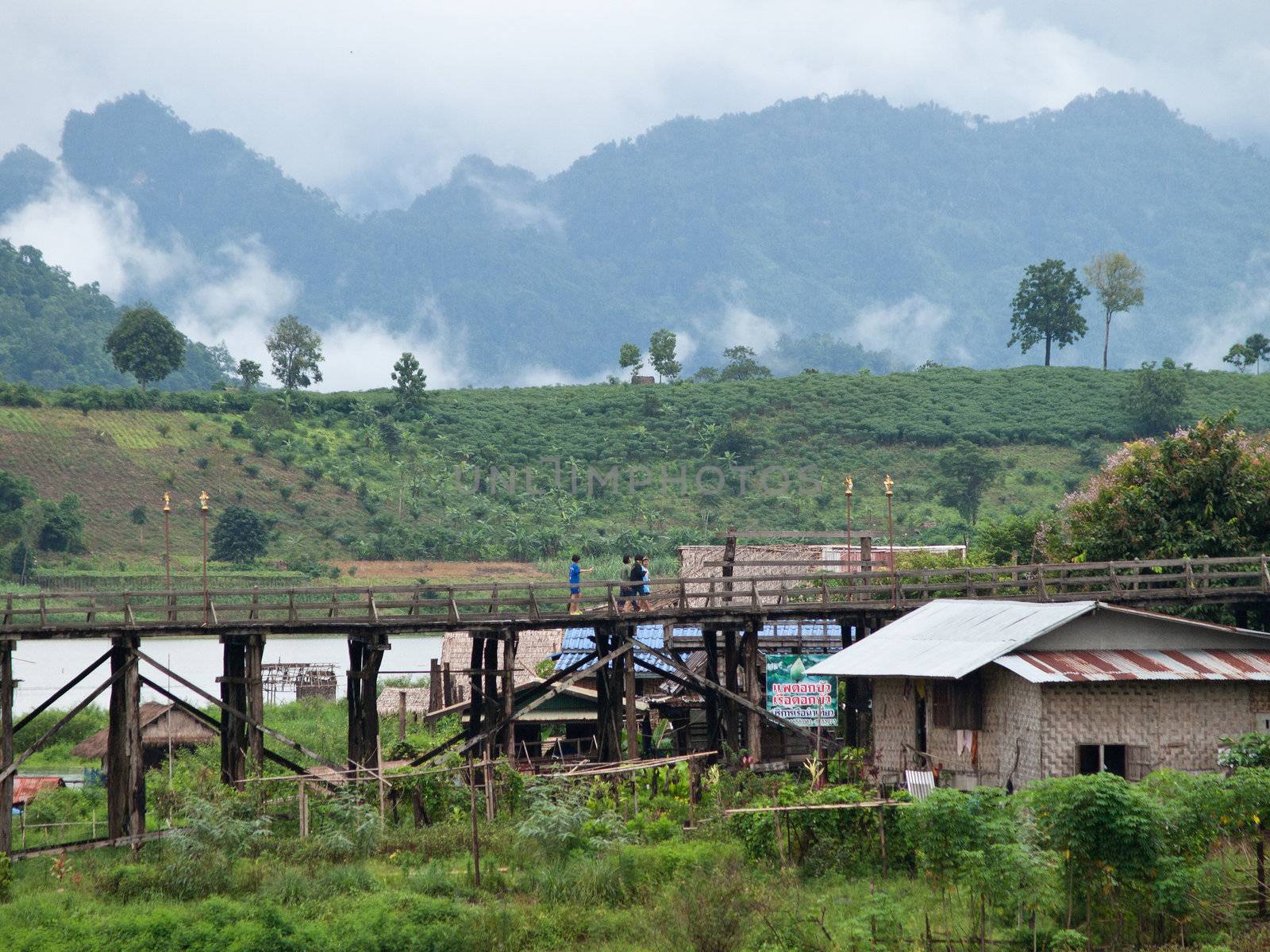 Thailand Floating Town in Sangklaburi Kanchanaburi Thailand