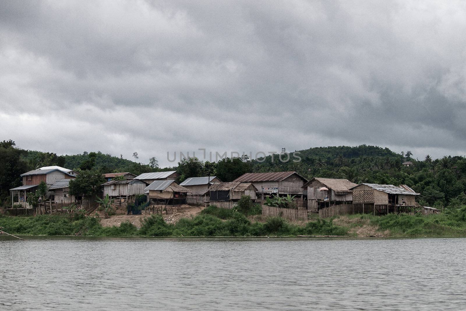 Thailand Floating Town in Sangklaburi Kanchanaburi Thailand