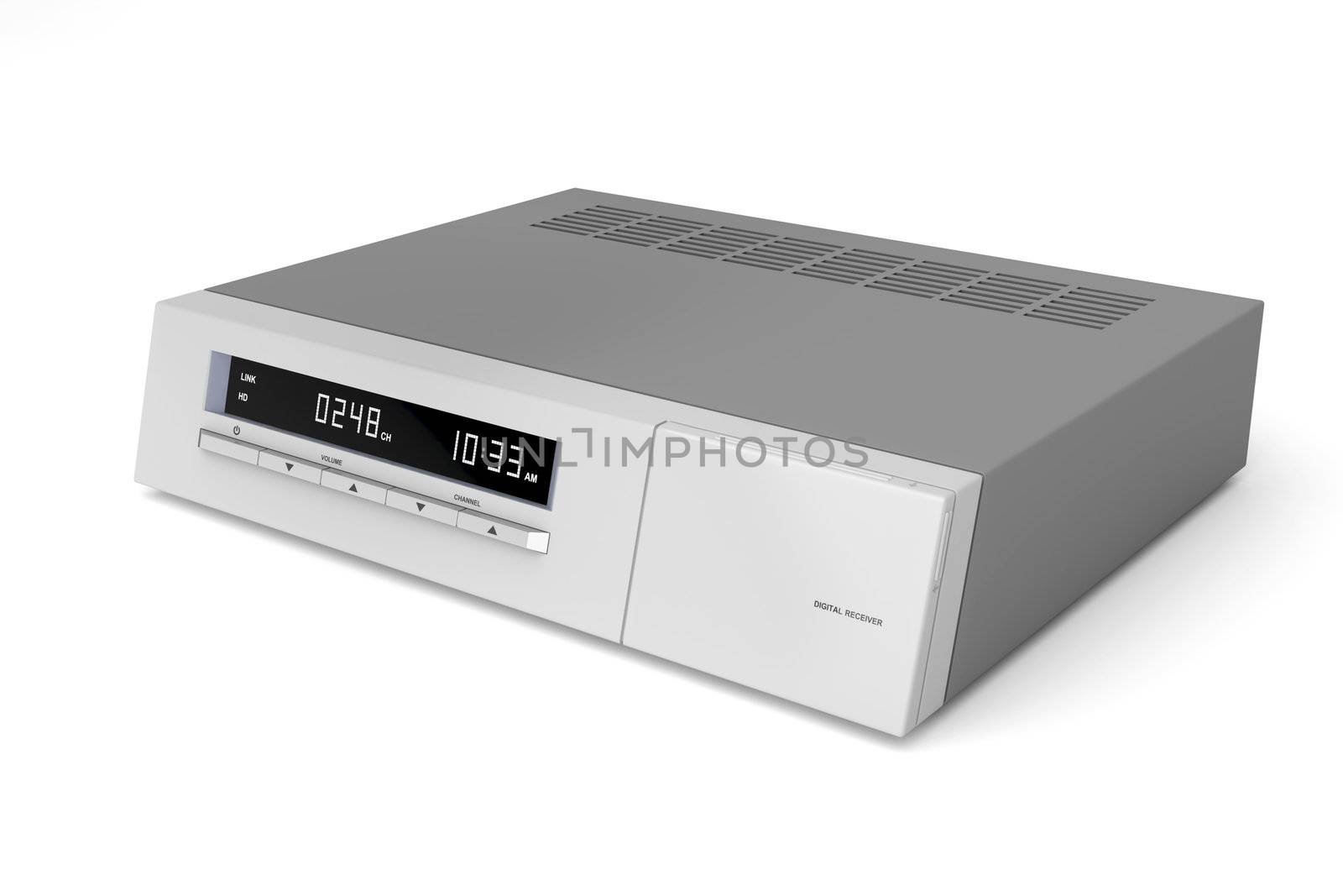 Digital satellite receiver on white background