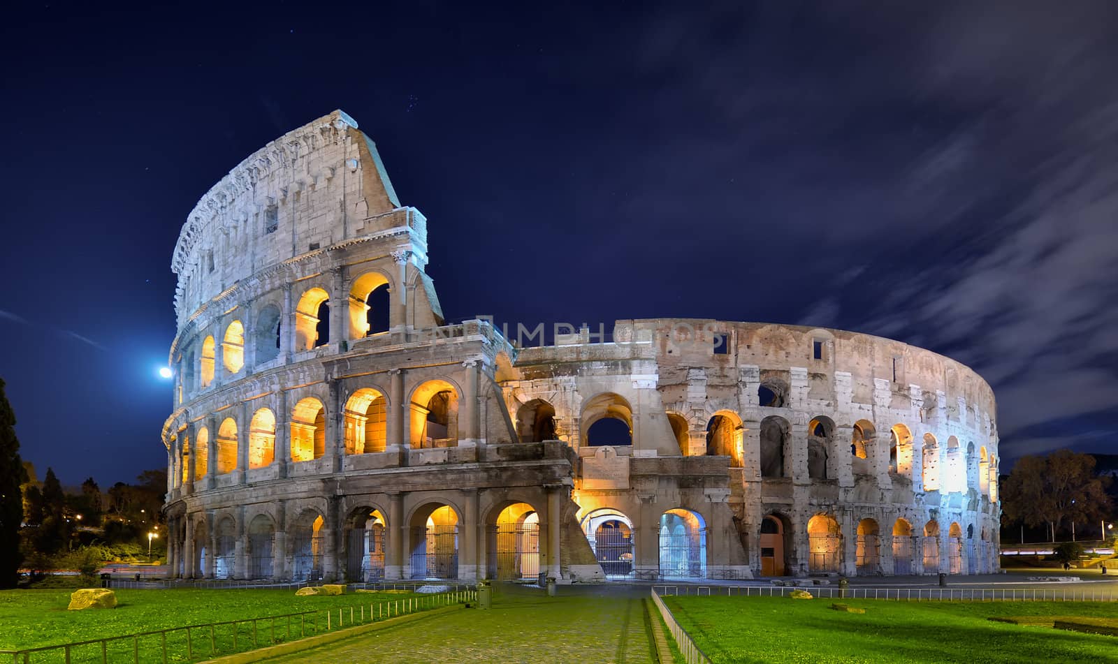 Colosseum at night in the moonlight