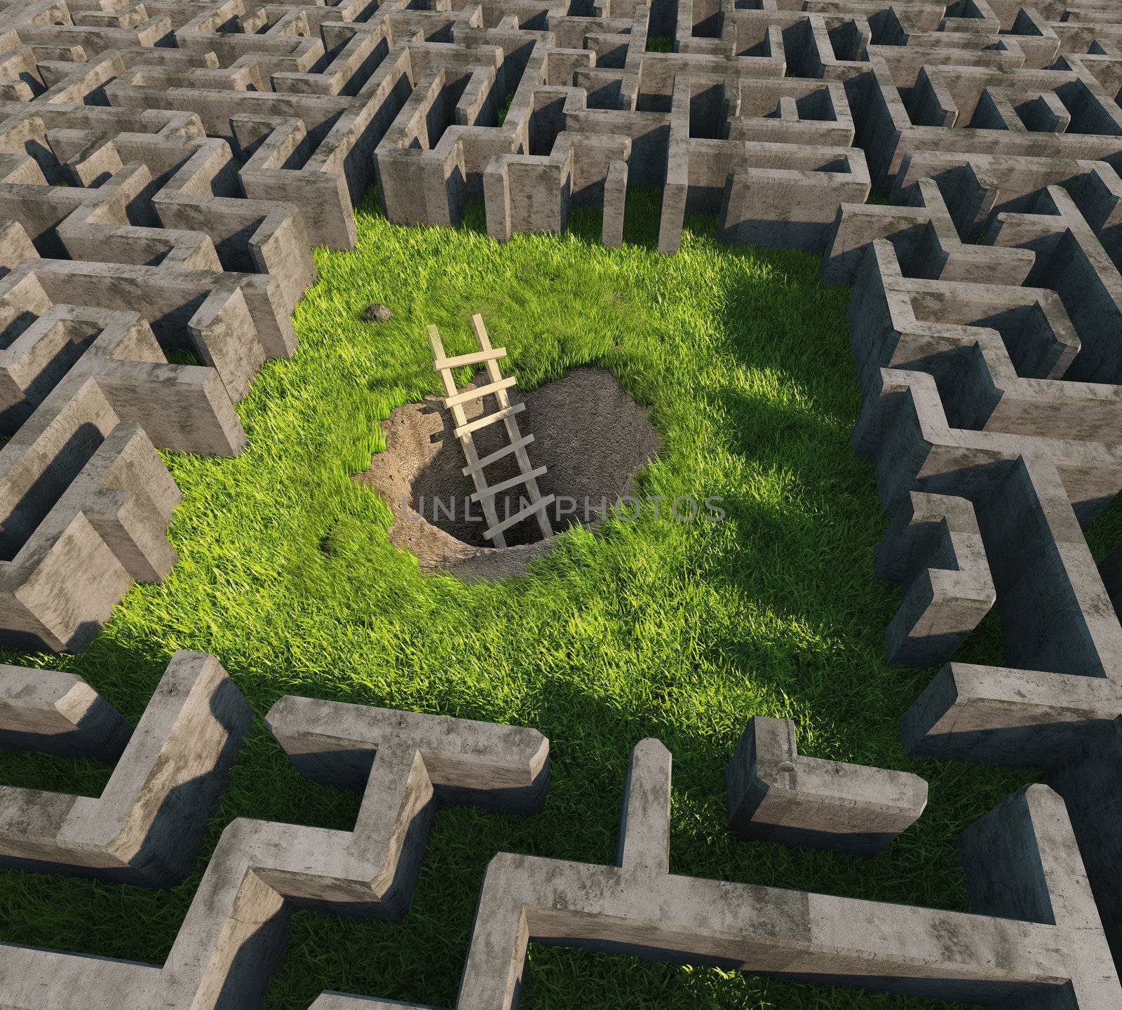 tricky to get out of the maze. 3D concept