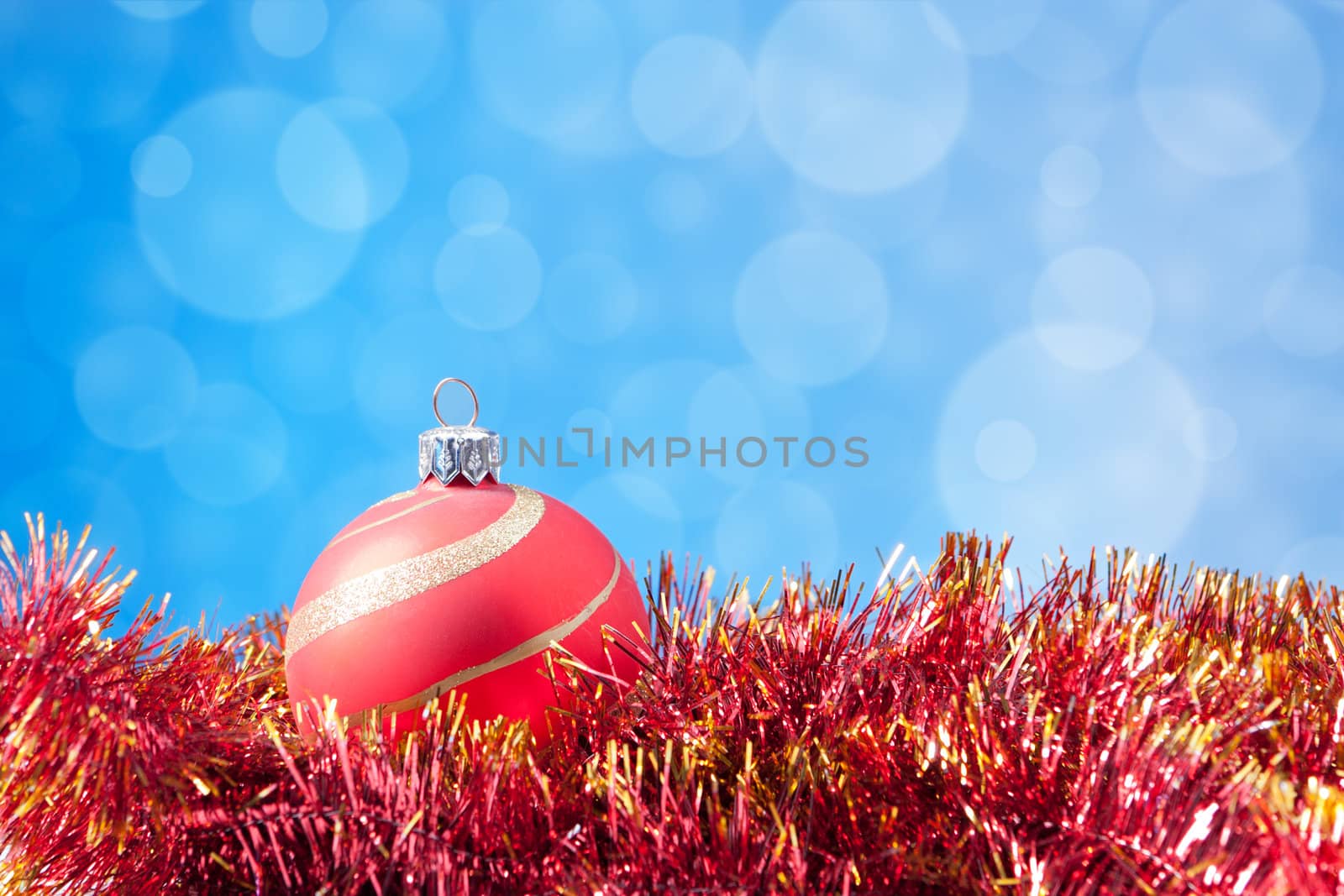 Christmas balls on blue background by nigerfoxy