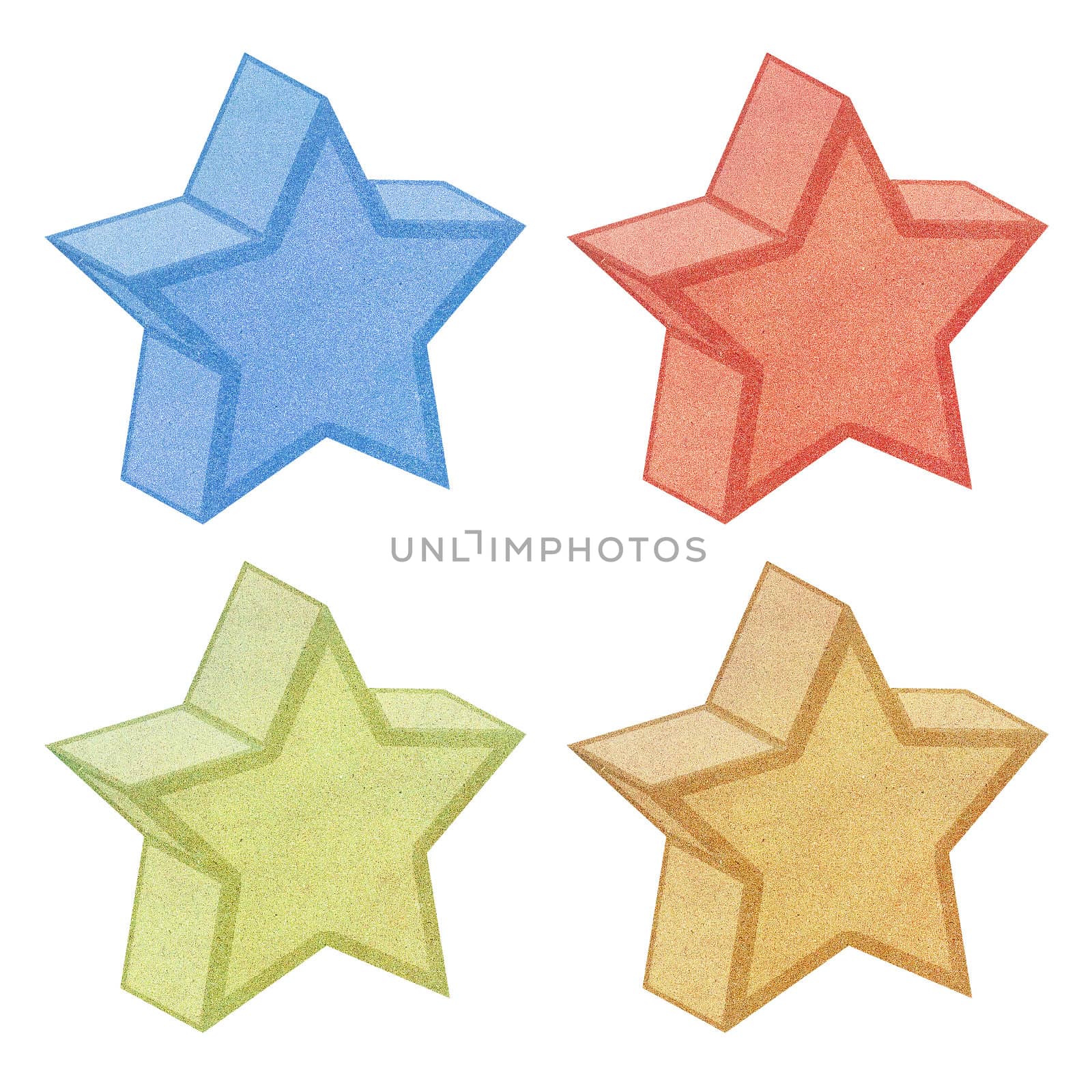 Paper texture,3D Star recycled paper on white background