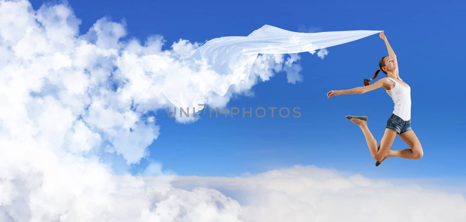 Modern style dancer against blue sky by sergey_nivens