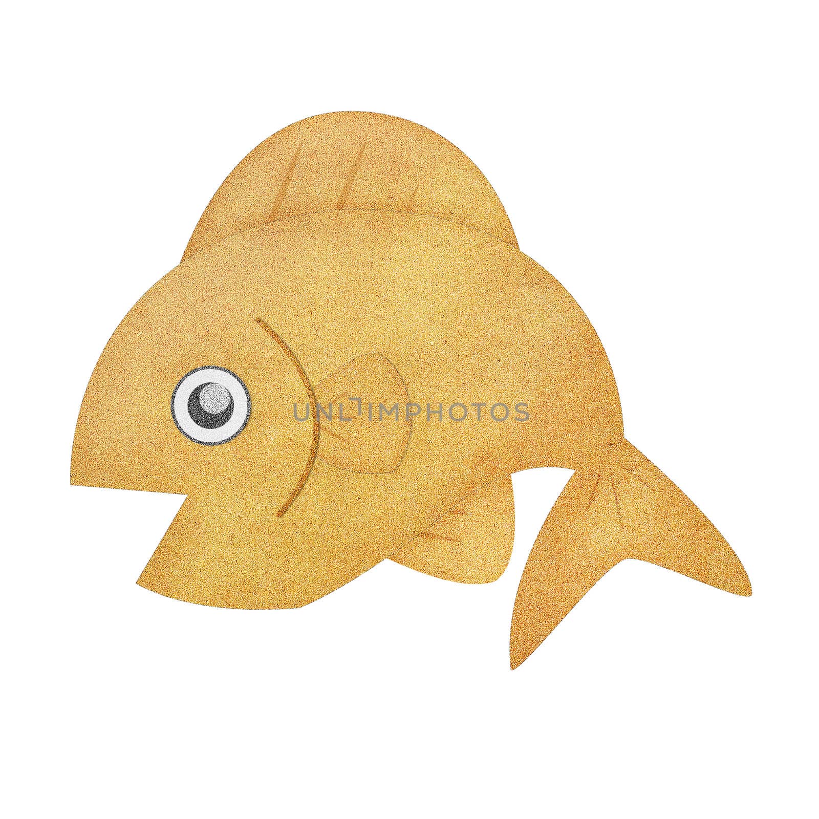 Recycled paper texture fish illustration isolated on white by jakgree