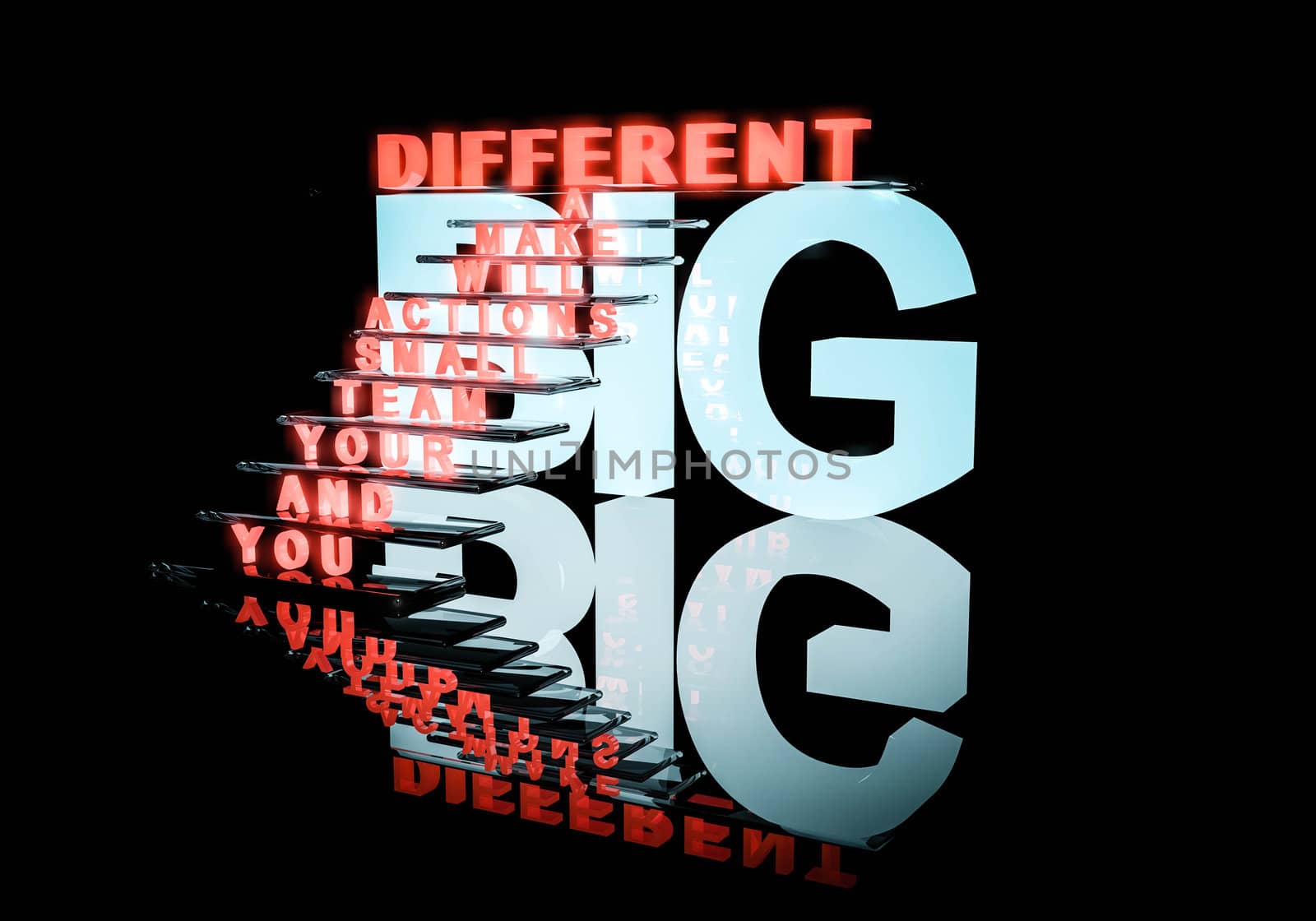 Small actions, big different 3d text on black background by sasilsolutions