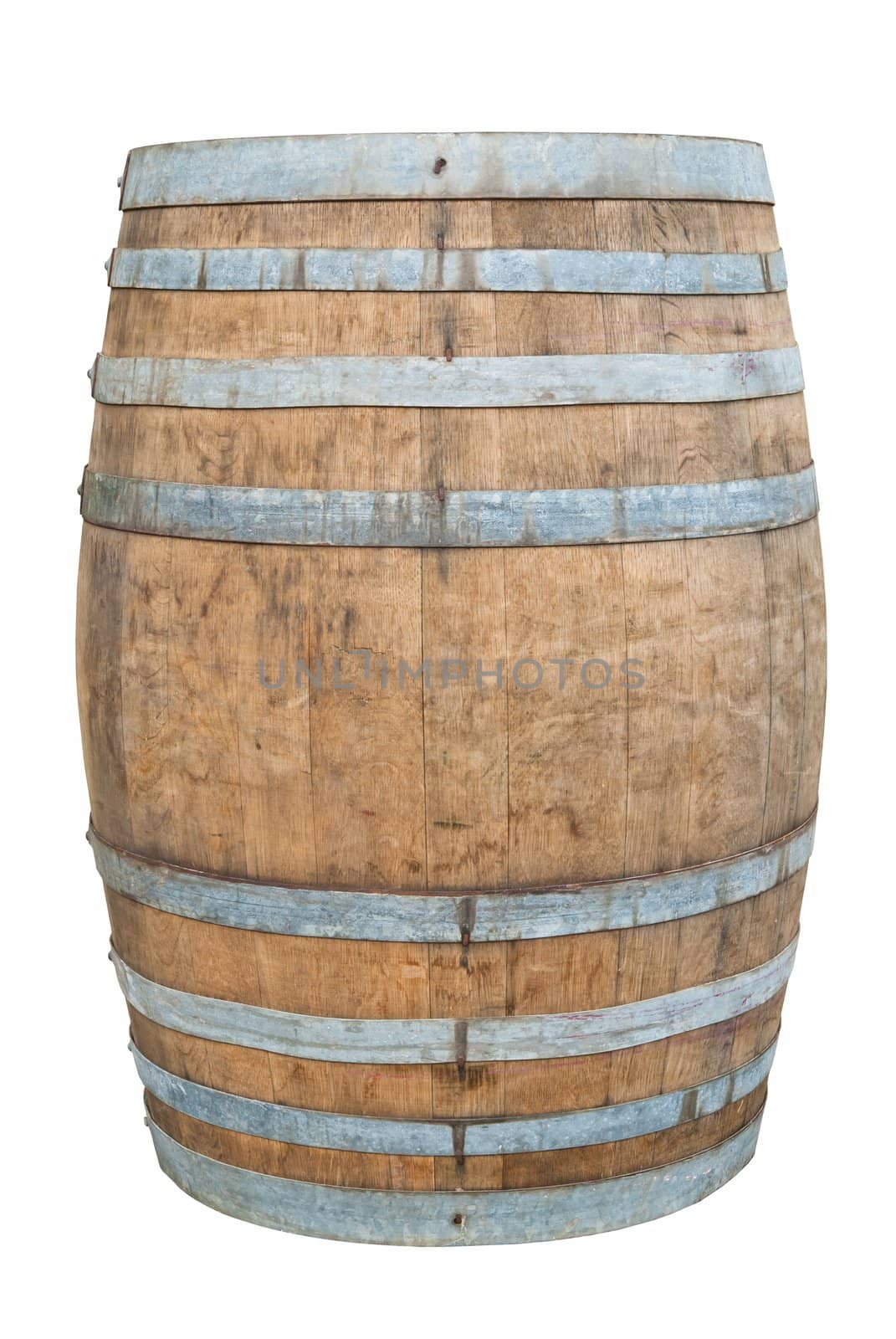 Big old wine barrel, isolated on white background