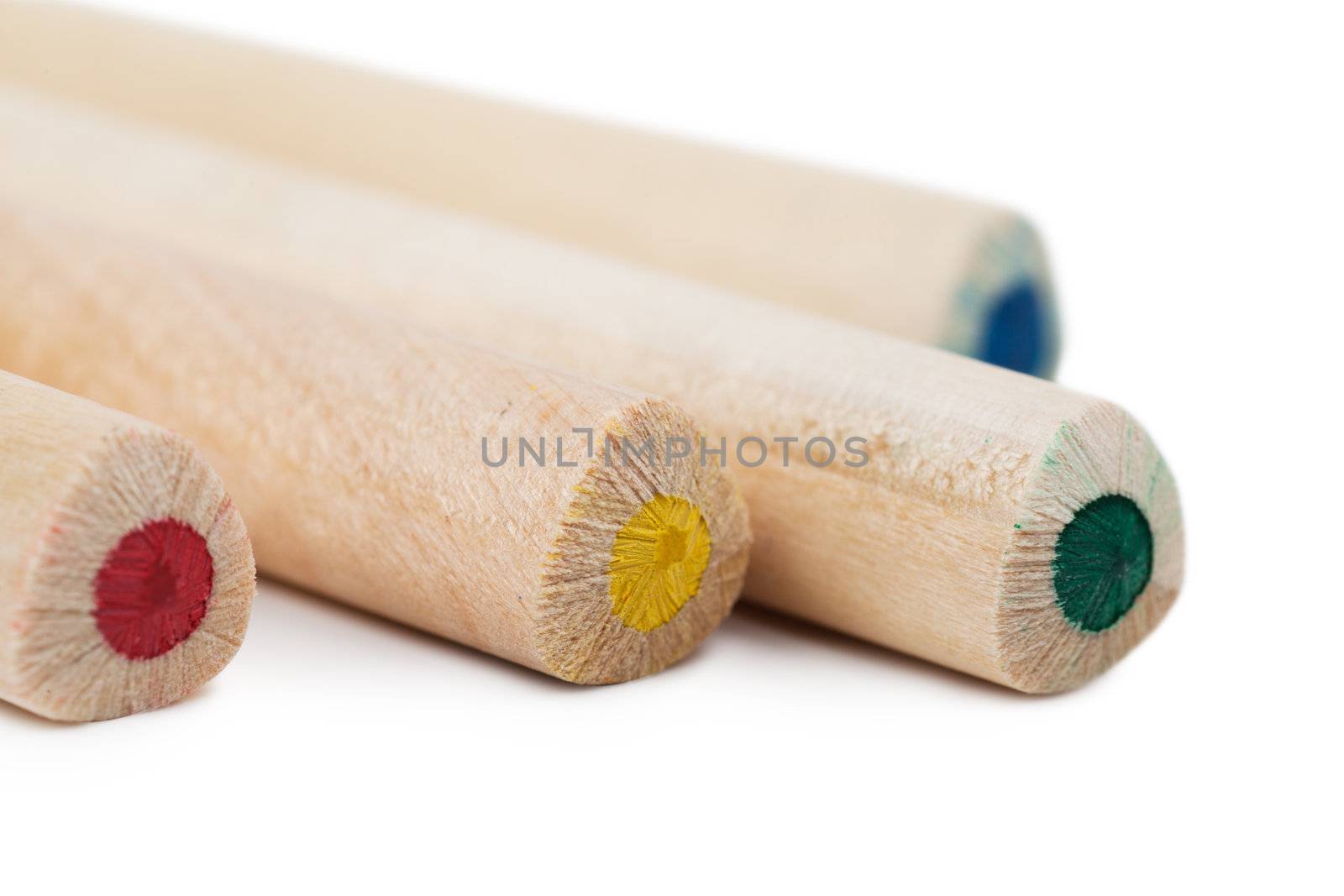 Macro view of color wooden pencils