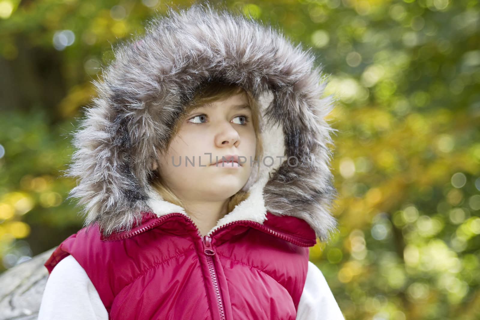 Portrait of a  young girl, warm autumn day