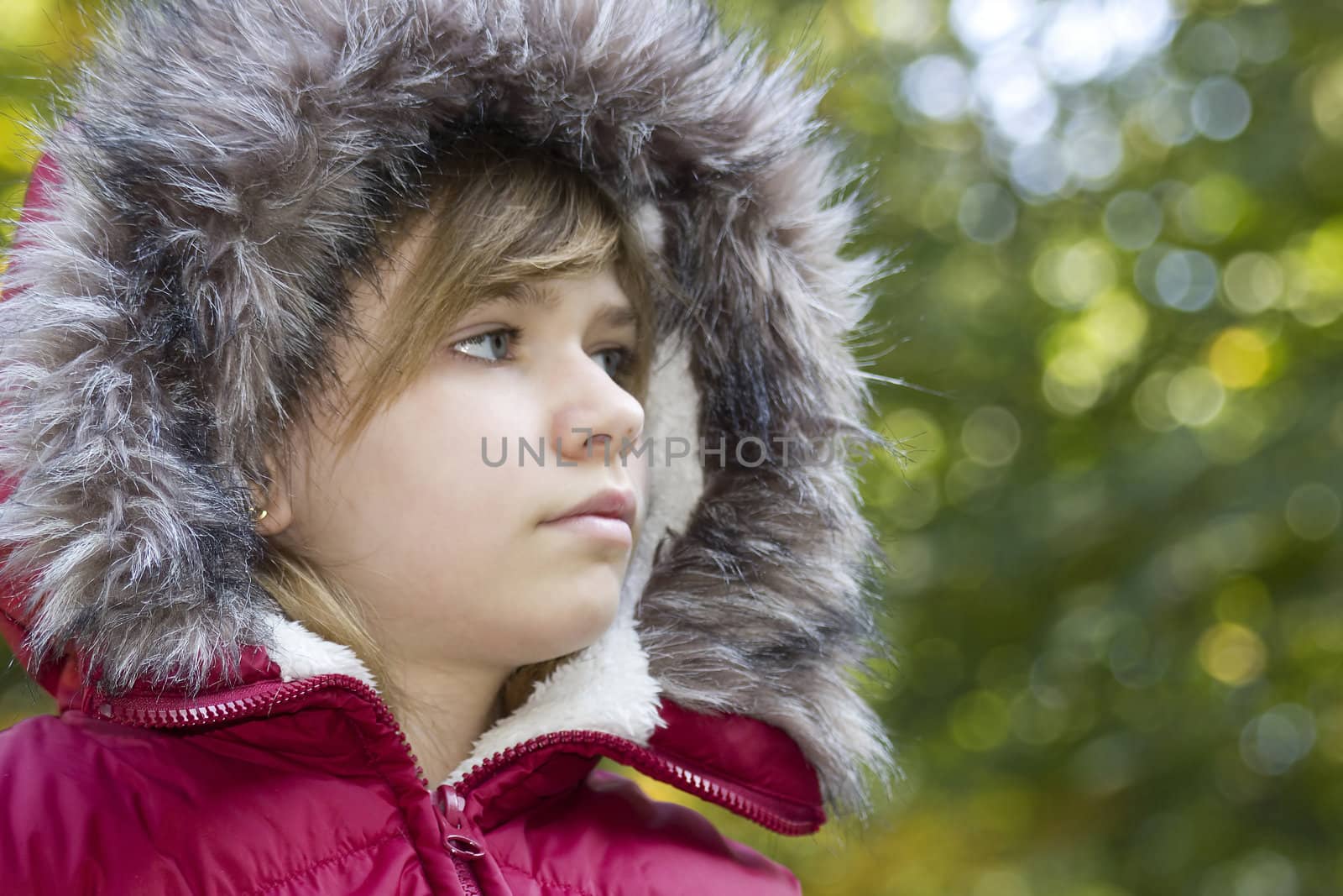 Portrait of a  young girl, warm autumn day