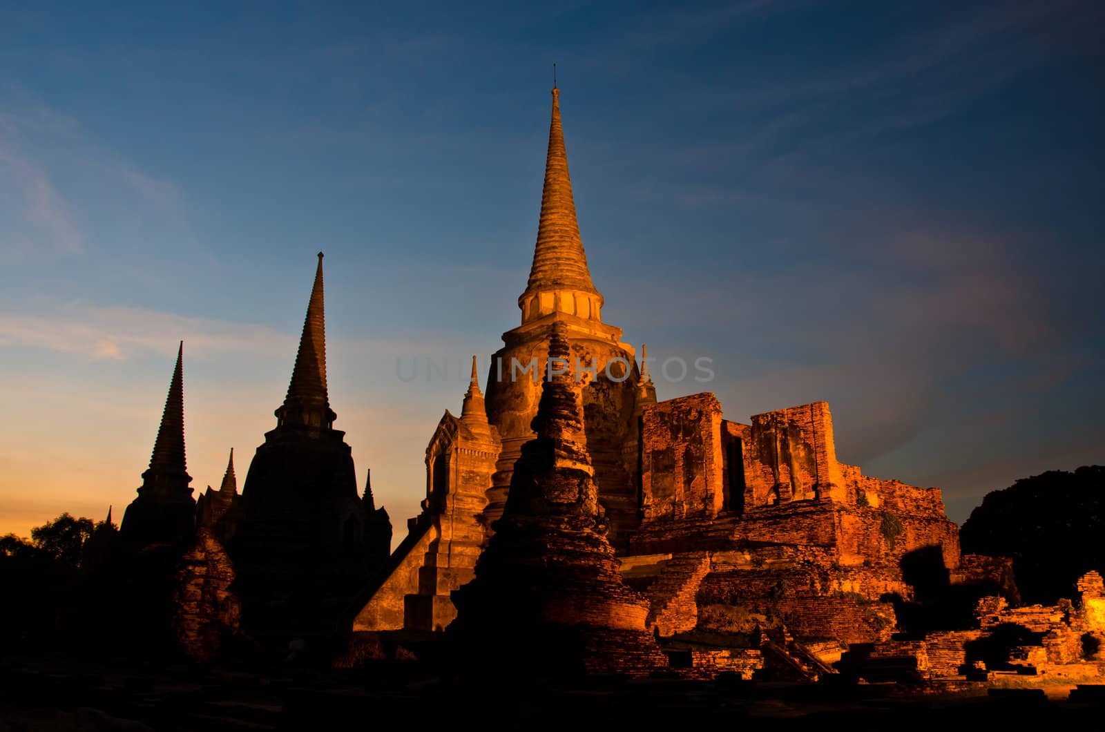 Pagoda at Wat Phra Sri Sanphet Temple  is world heritage, Ayutthaya, Thailand