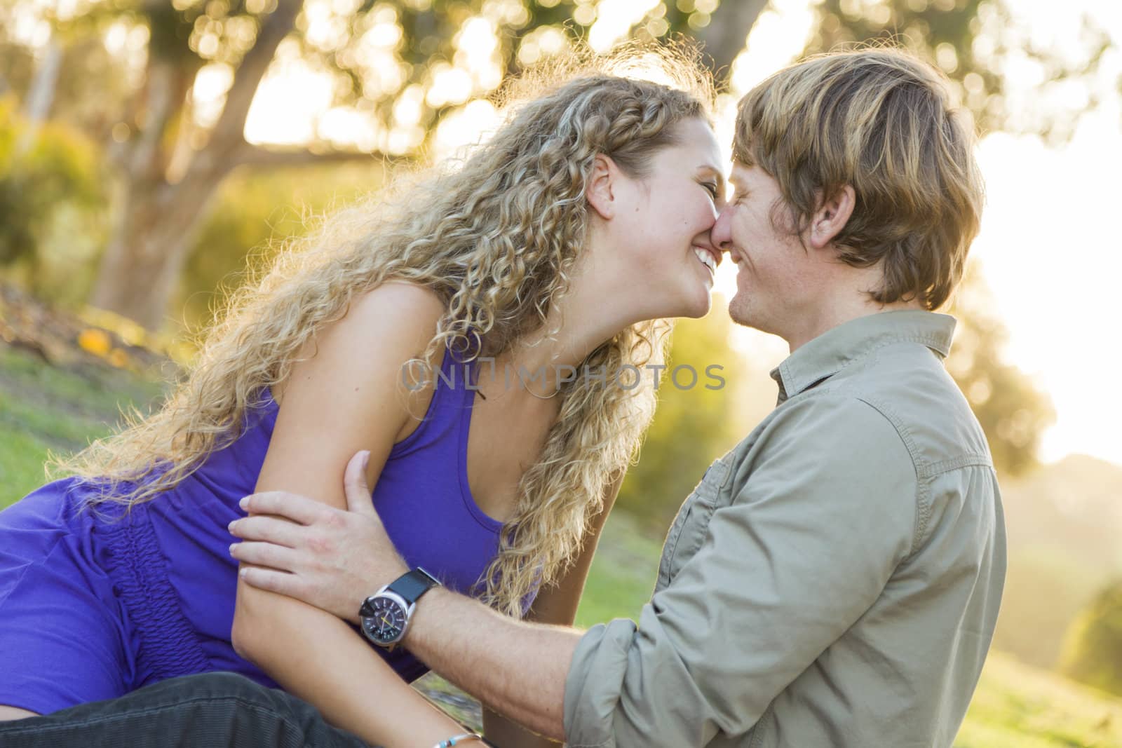 An Attractive Couple Enjoying A Day in the Park Together.