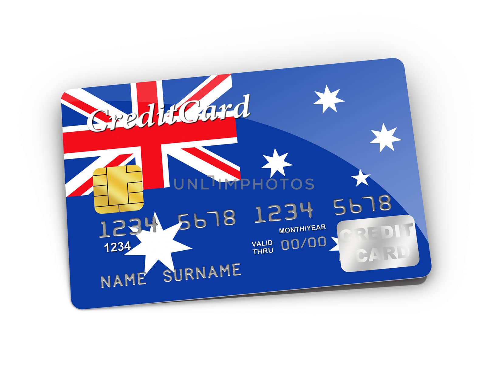 3D rendered Credit Card covered with Australia flag.