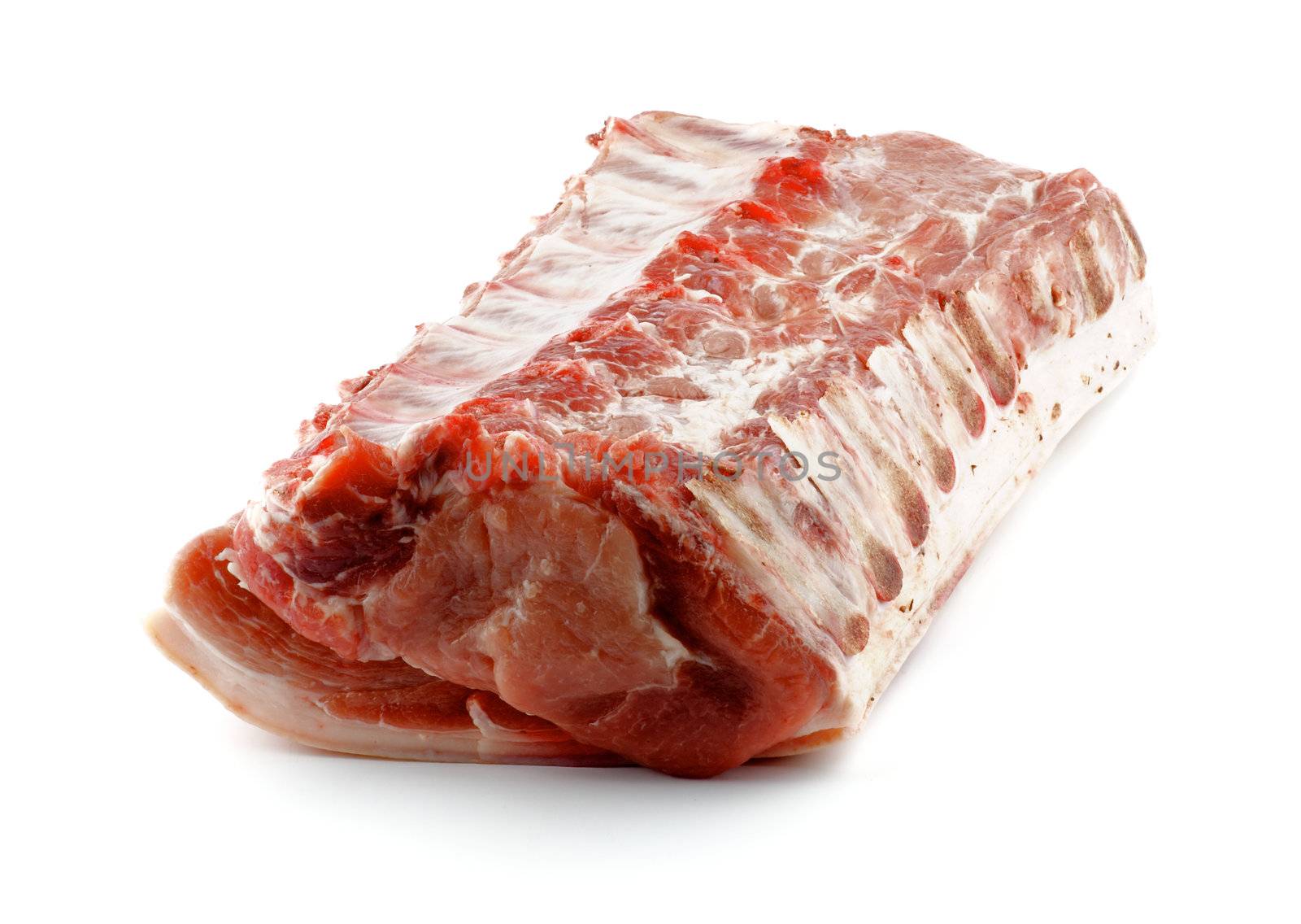 Big Portion of Raw Pork Chop with Ribs isolated on white background