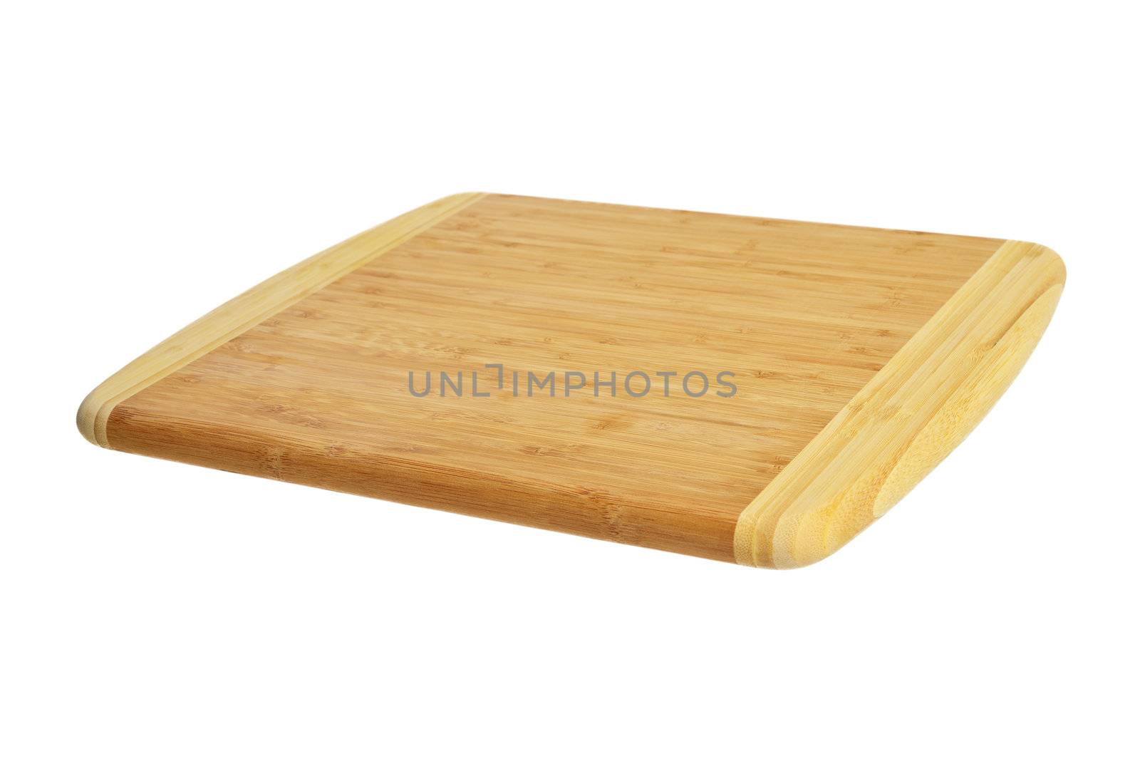 Wooden cutting board isolated on white.