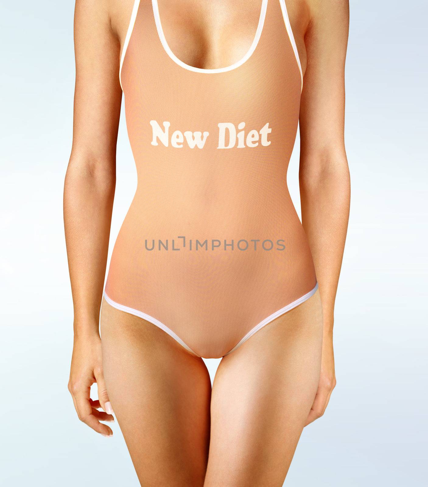 woman in underwear with perfect shape, diet oneself