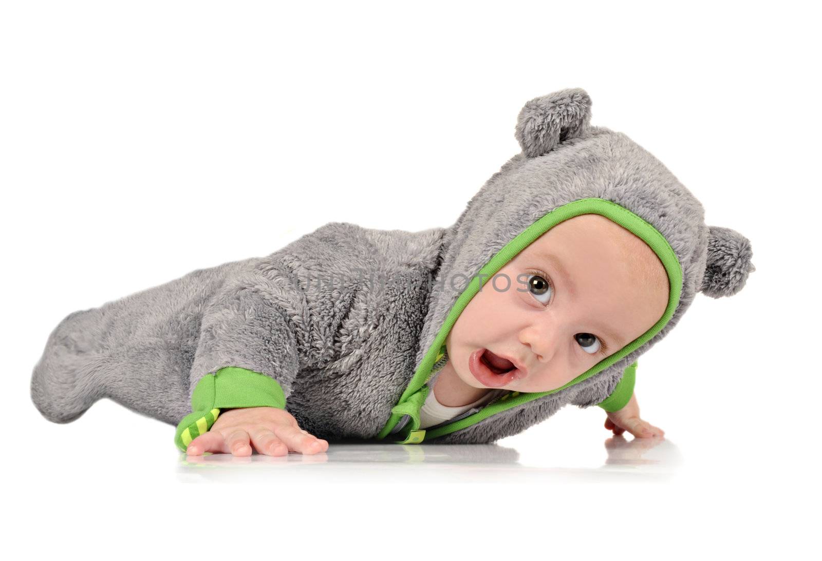 Cute little baby boy in fun clothes by tish1