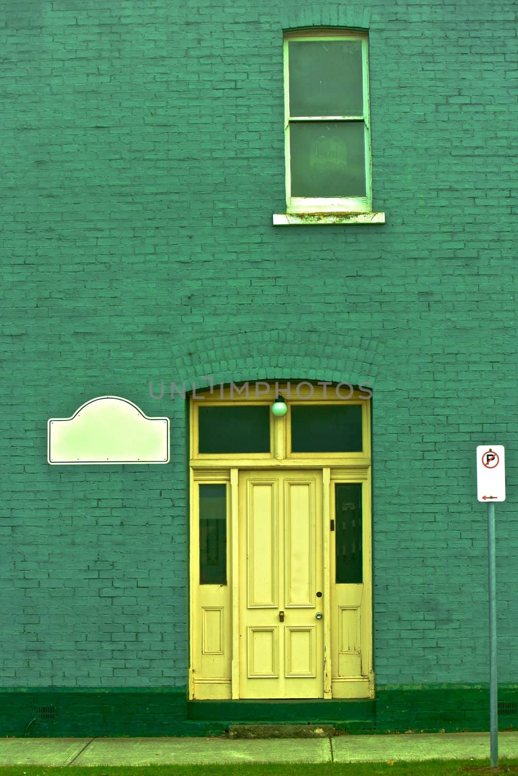 Antique green wall, part of a building