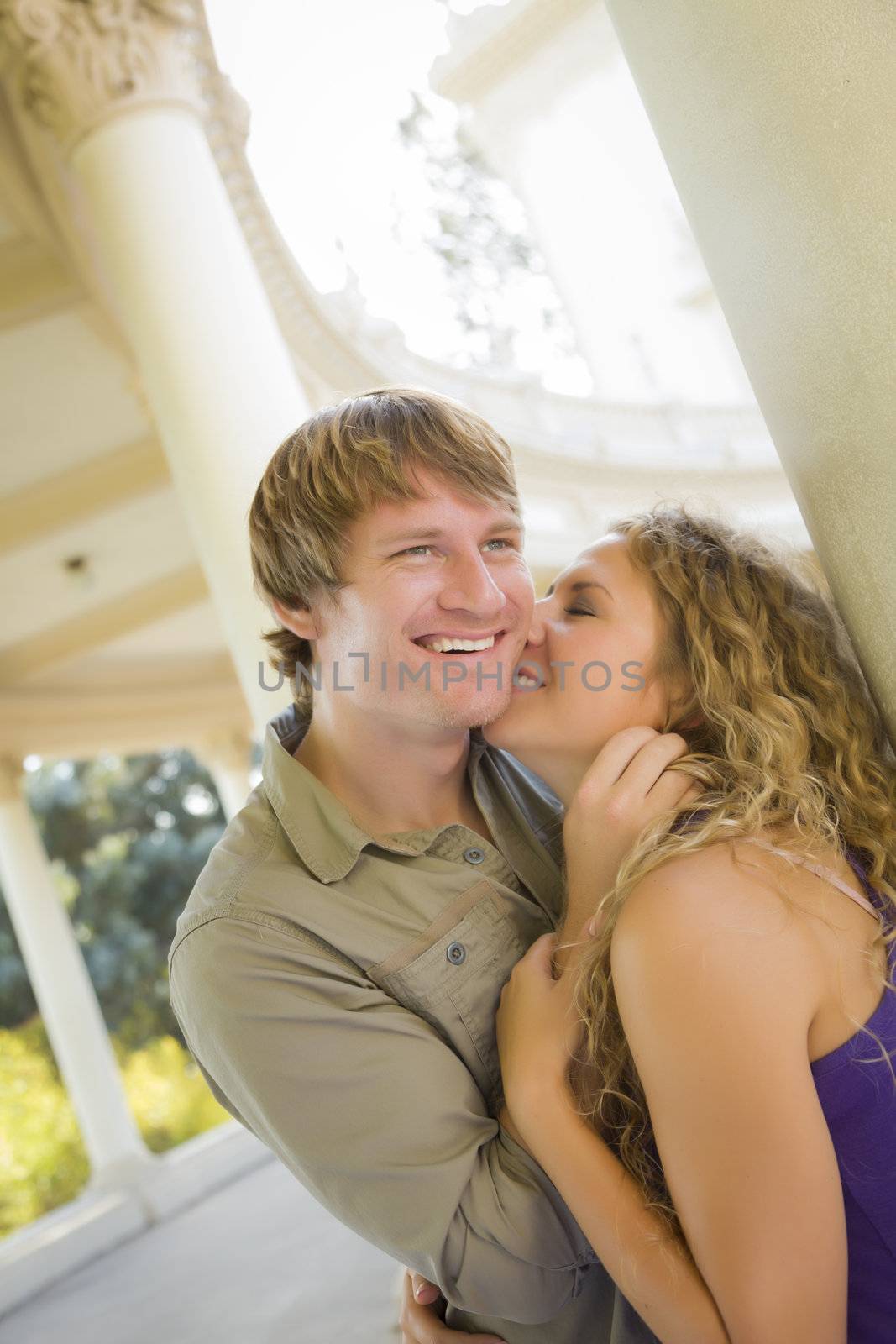 Happy Attractive Loving Couple Portrait in the Park.