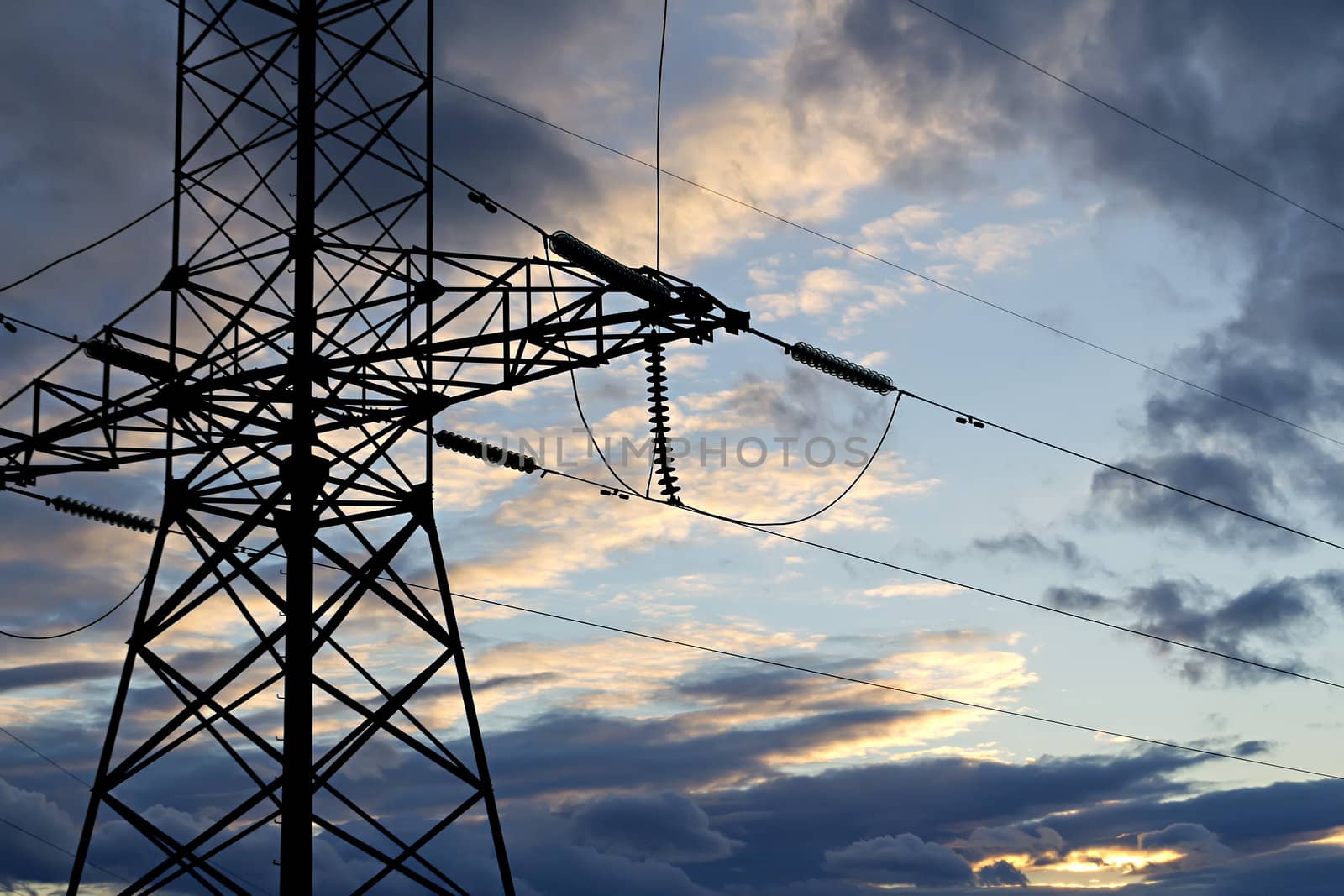 power line against the stormy sky by Plus69