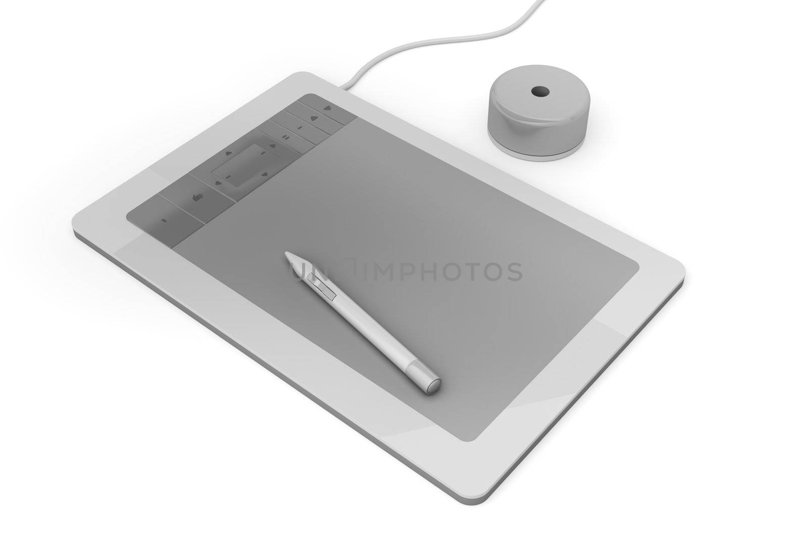 Graphic tablet on white background