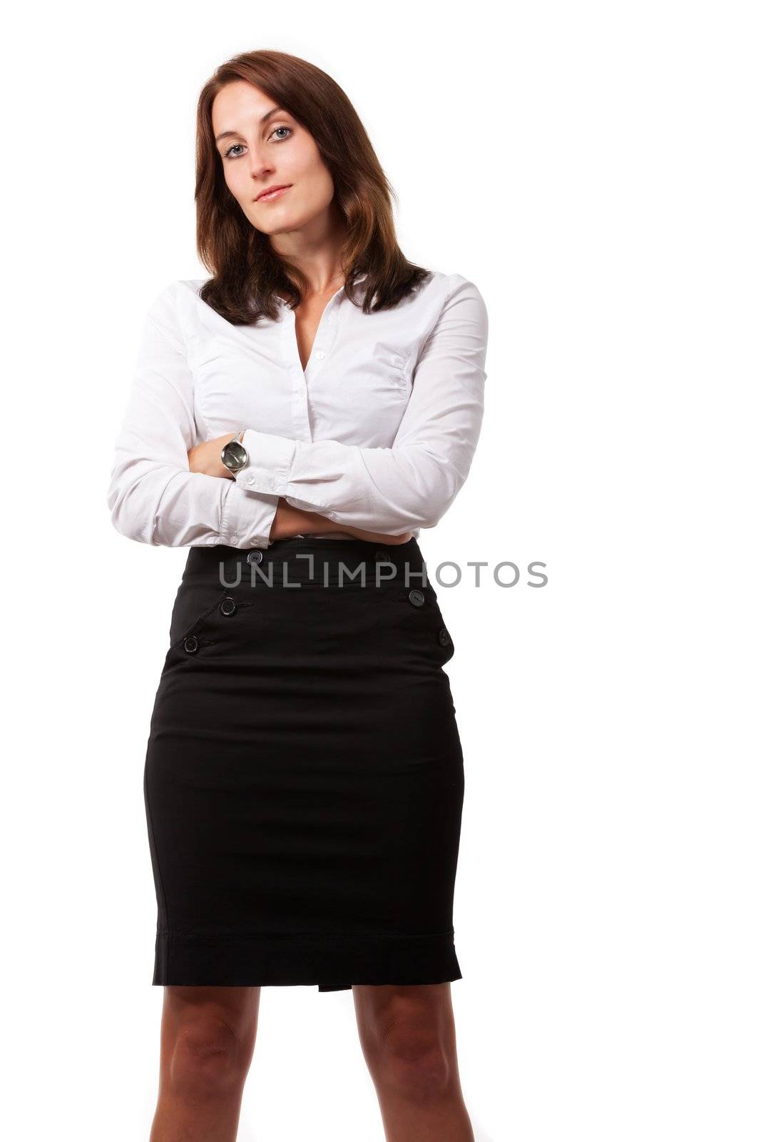 businesswoman isolated on white by bernjuer